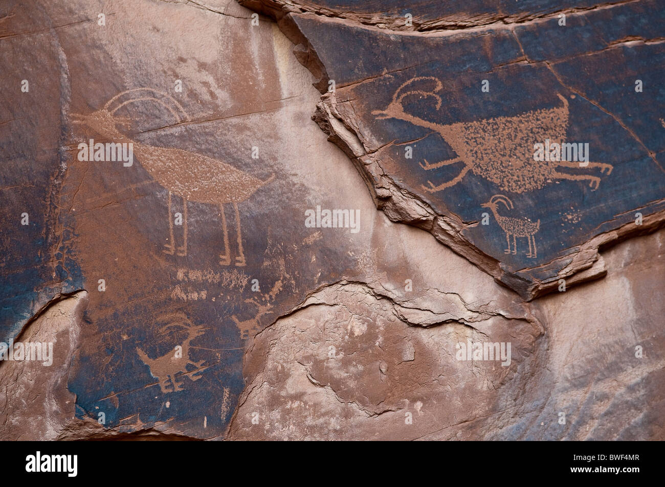 Circa 1500 anni di dipinti murali di nativi americani, Monument Valley, Arizona, Stati Uniti d'America Foto Stock