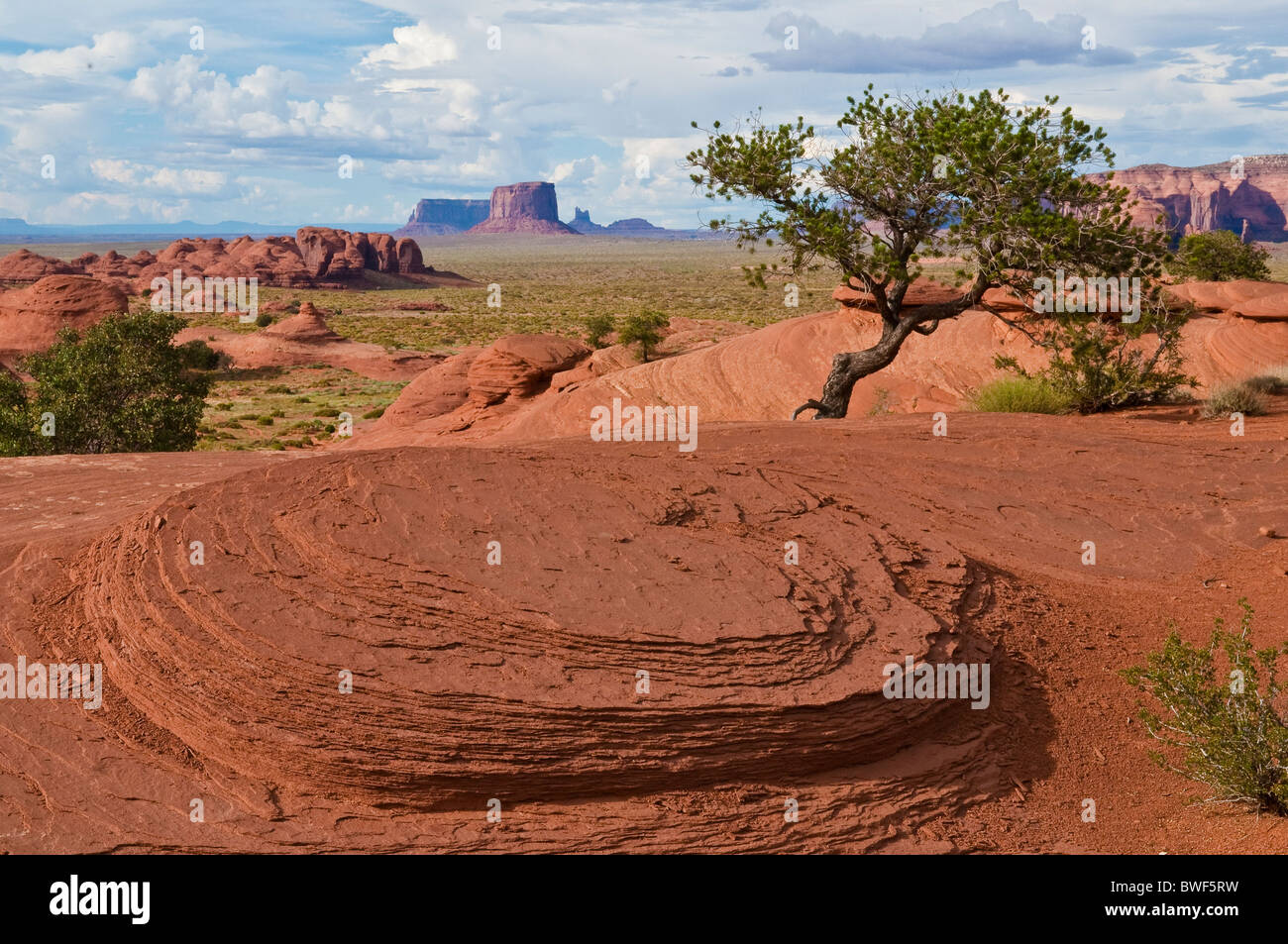 Tipico paesaggio nel mistero Valley, Arizona, Stati Uniti d'America Foto Stock