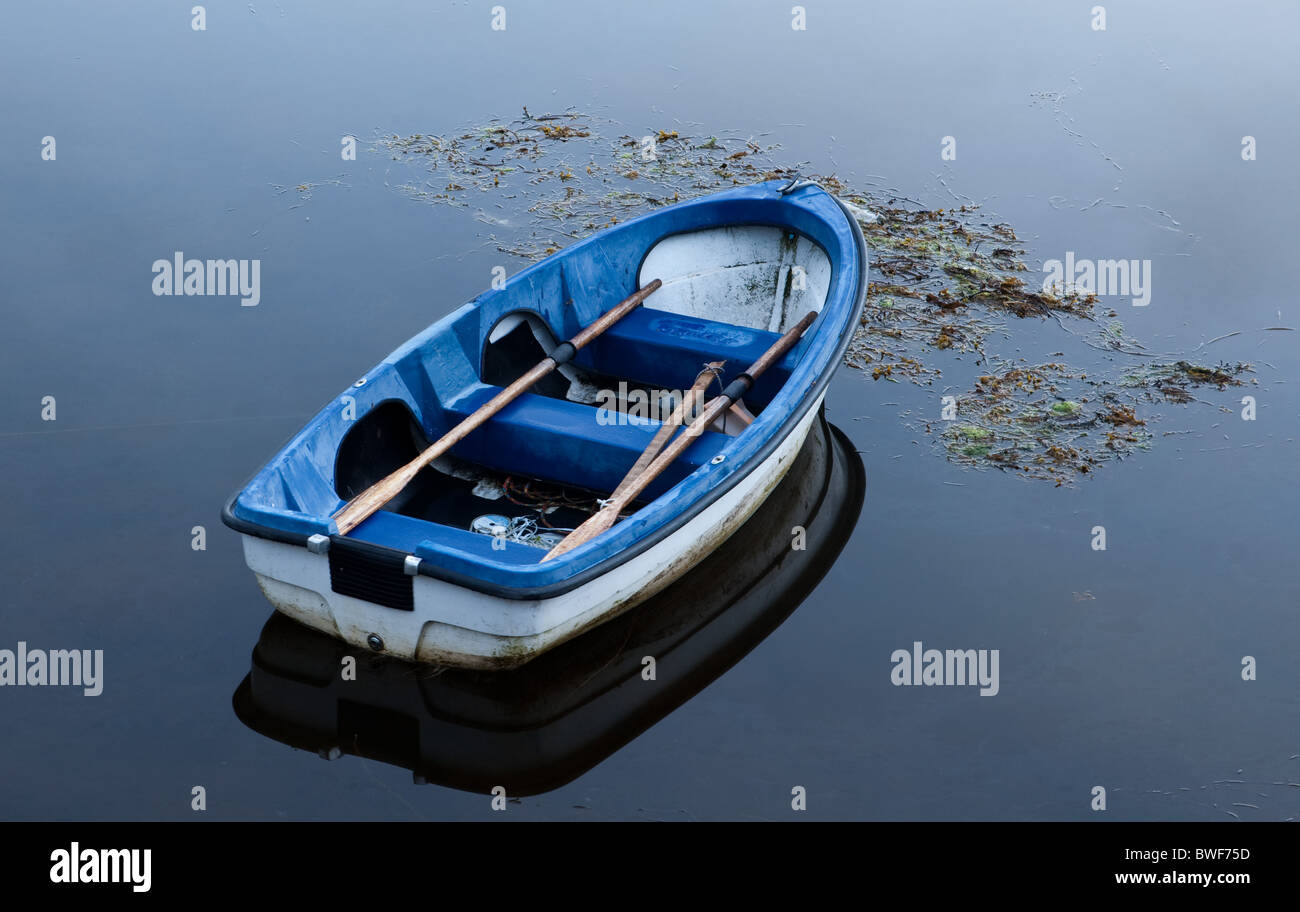 Semplice barca a riposo in acqua calma a Portmagee Contea di Kerry Foto Stock