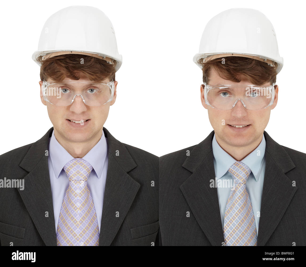 Due caporeparto - twins isolato su uno sfondo bianco Foto Stock