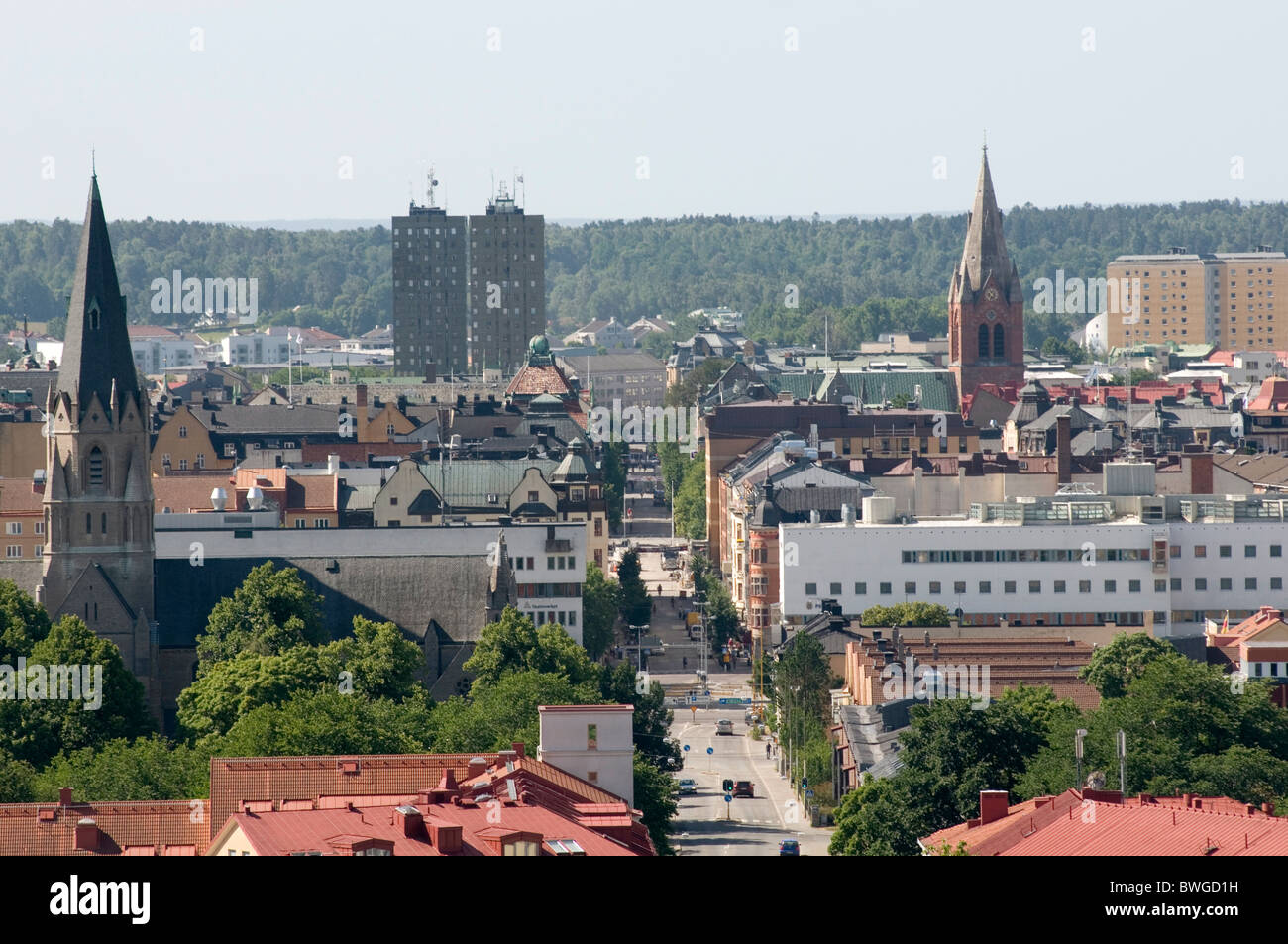 Orebro Svezia città svedese città edificio edifici centro chiese Chiesa abitato agglomerato urbano conurbazioni città s Foto Stock