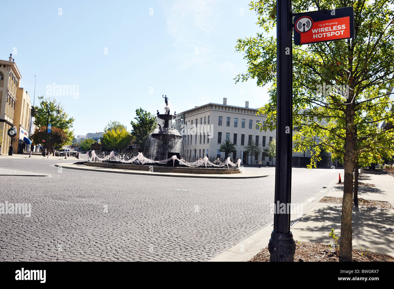 Hot-spot wireless accedi area del centro della citta'. Foto Stock