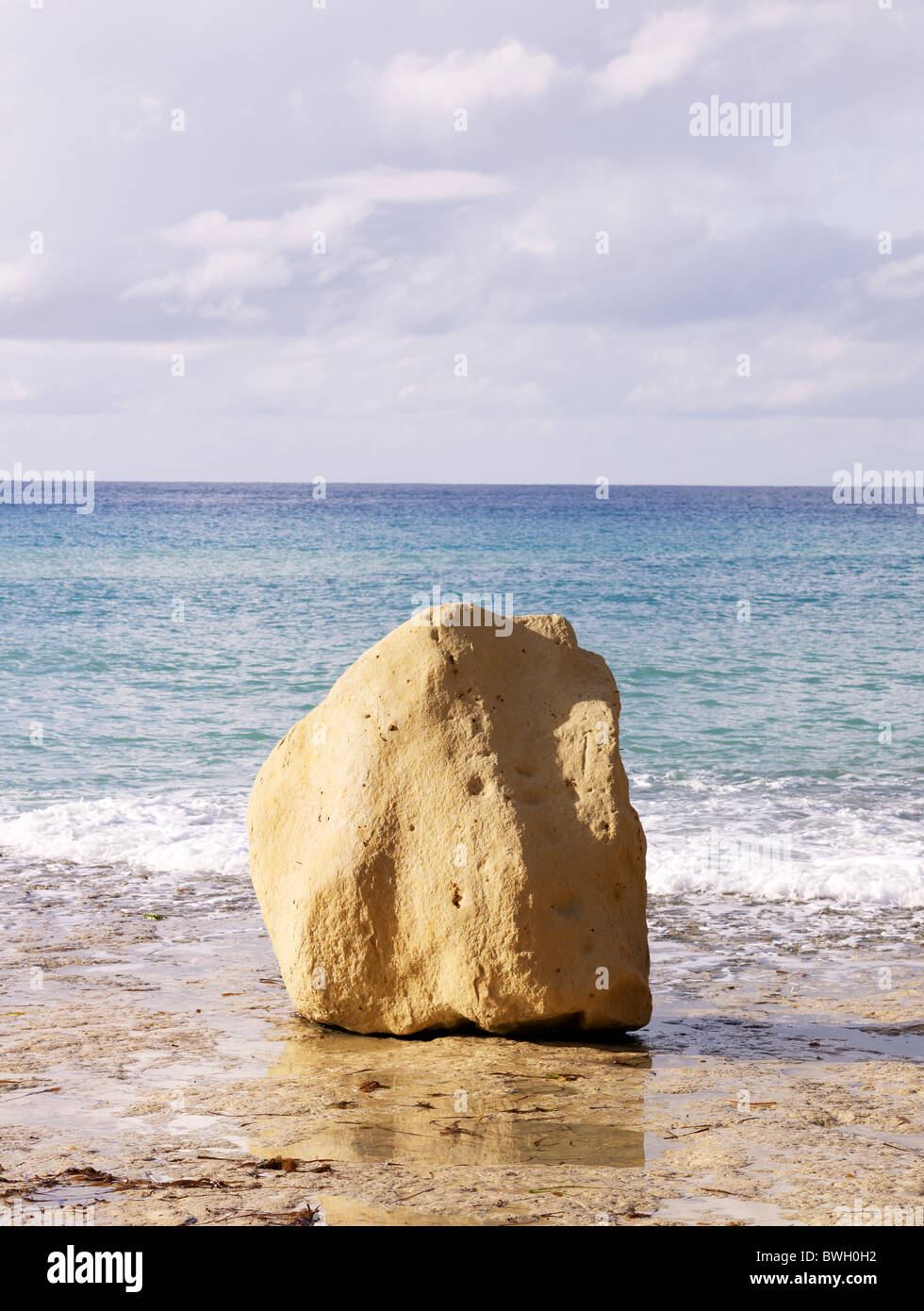 Rock al Golden Bay, isola di Malta, paese Europa meridionale Foto Stock