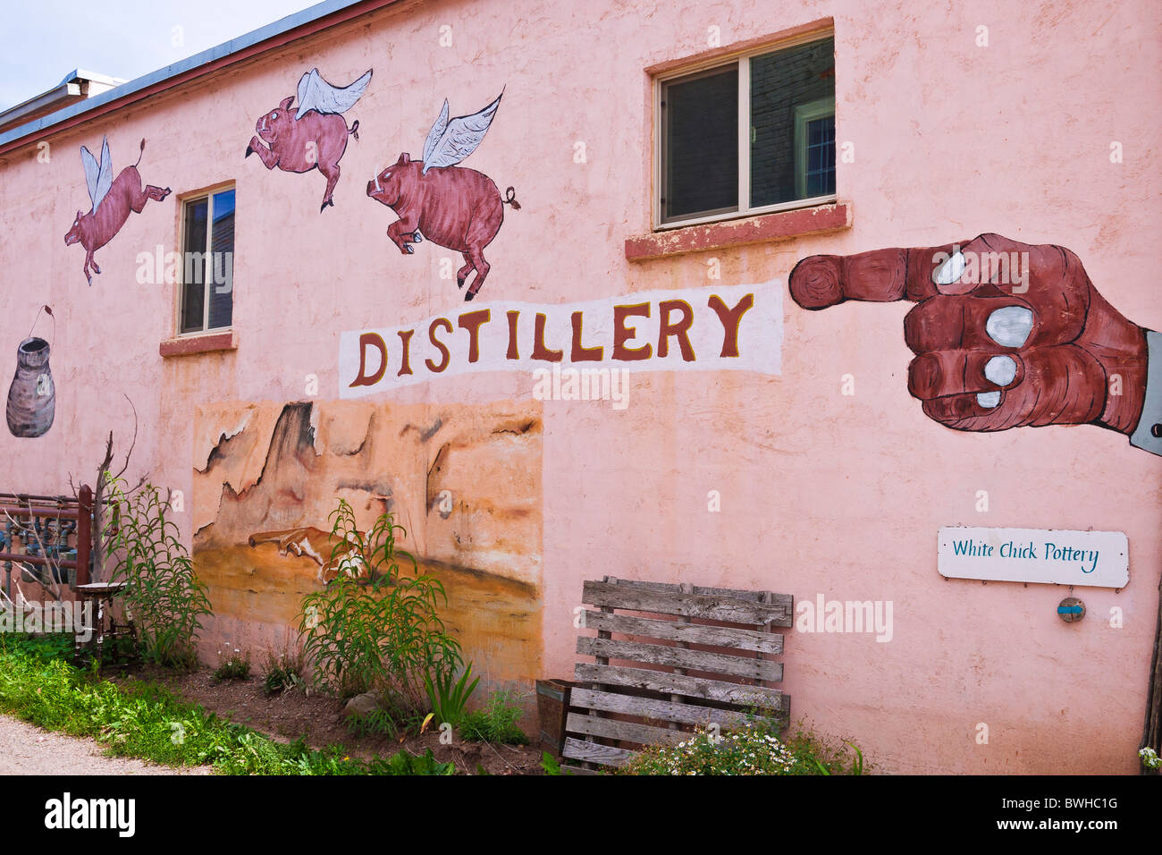 Flying Pig distilleria murale, Mancos, Colorado Foto Stock