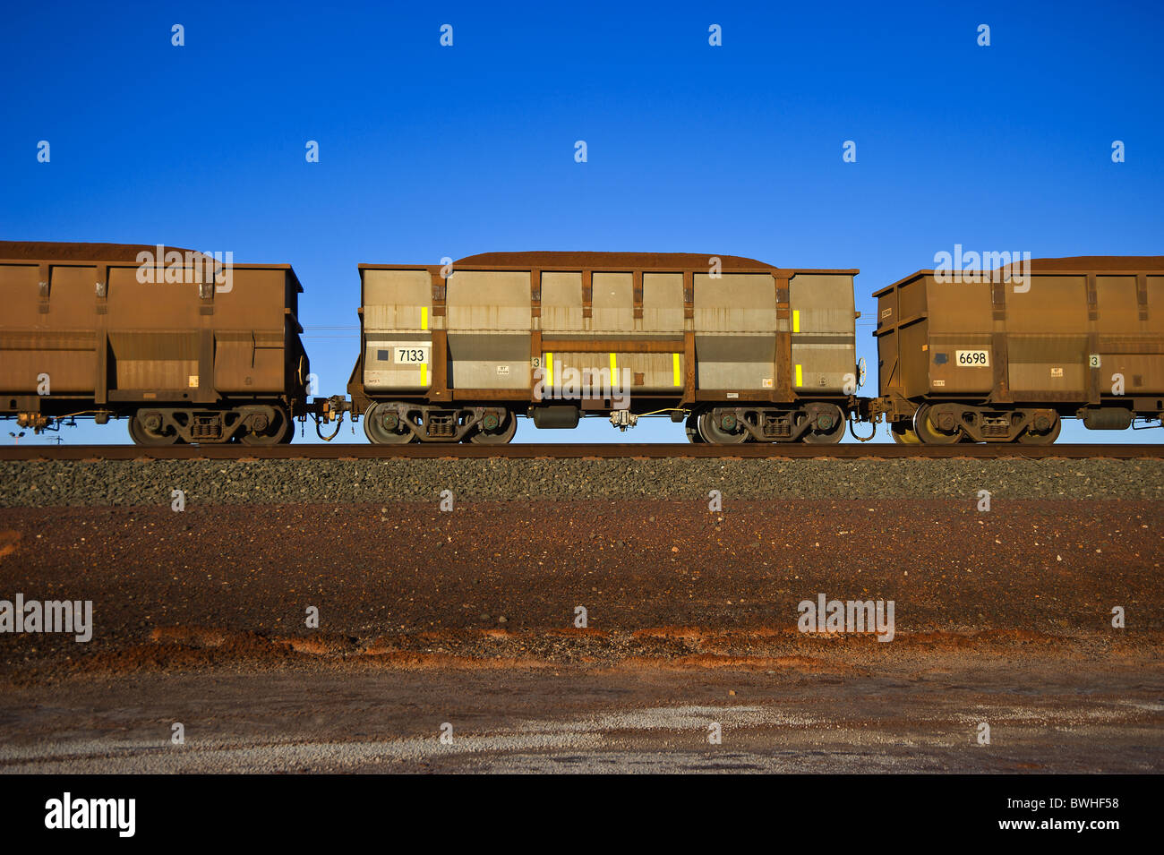Il minerale di ferro di Pilbara treno Australia Occidentale Foto Stock