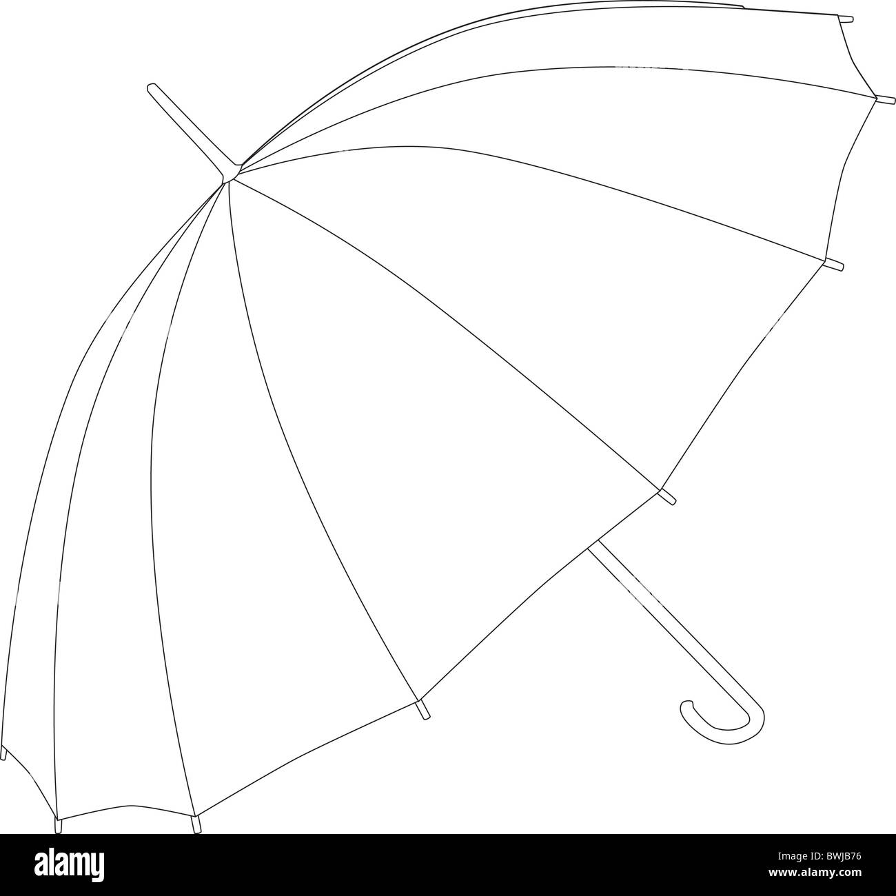 Linea digitale il disegno di un ombrello aperto, vista laterale Foto stock  - Alamy