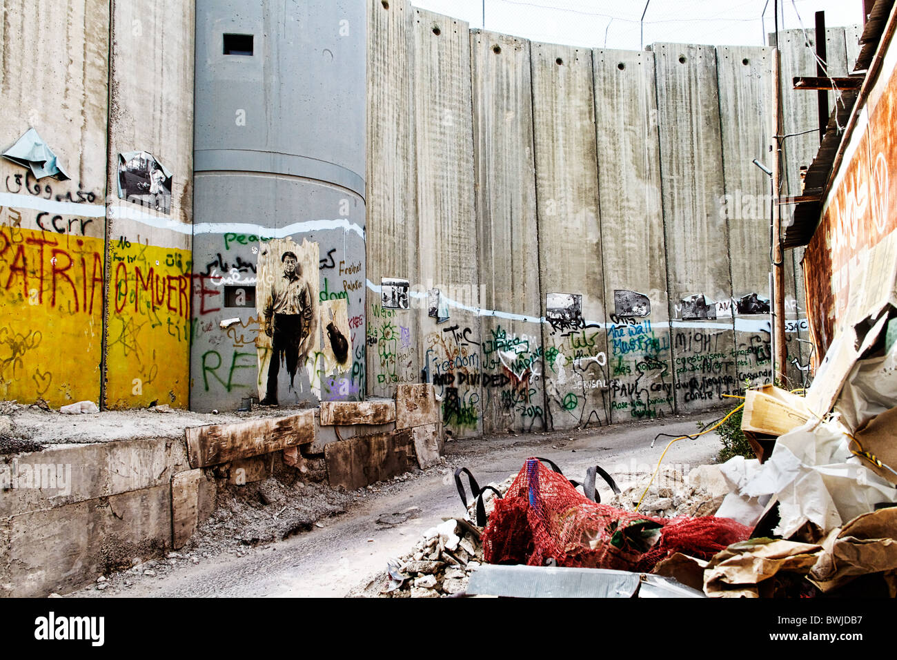 La sicurezza di Israele al di fuori del recinto di Betlemme in Cisgiordania Foto Stock