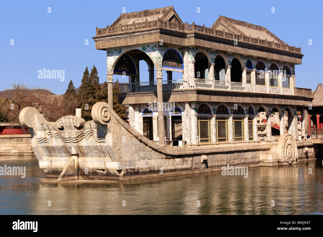 Cina Pechino la barca di marmo presso il Palazzo Estivo Foto Stock