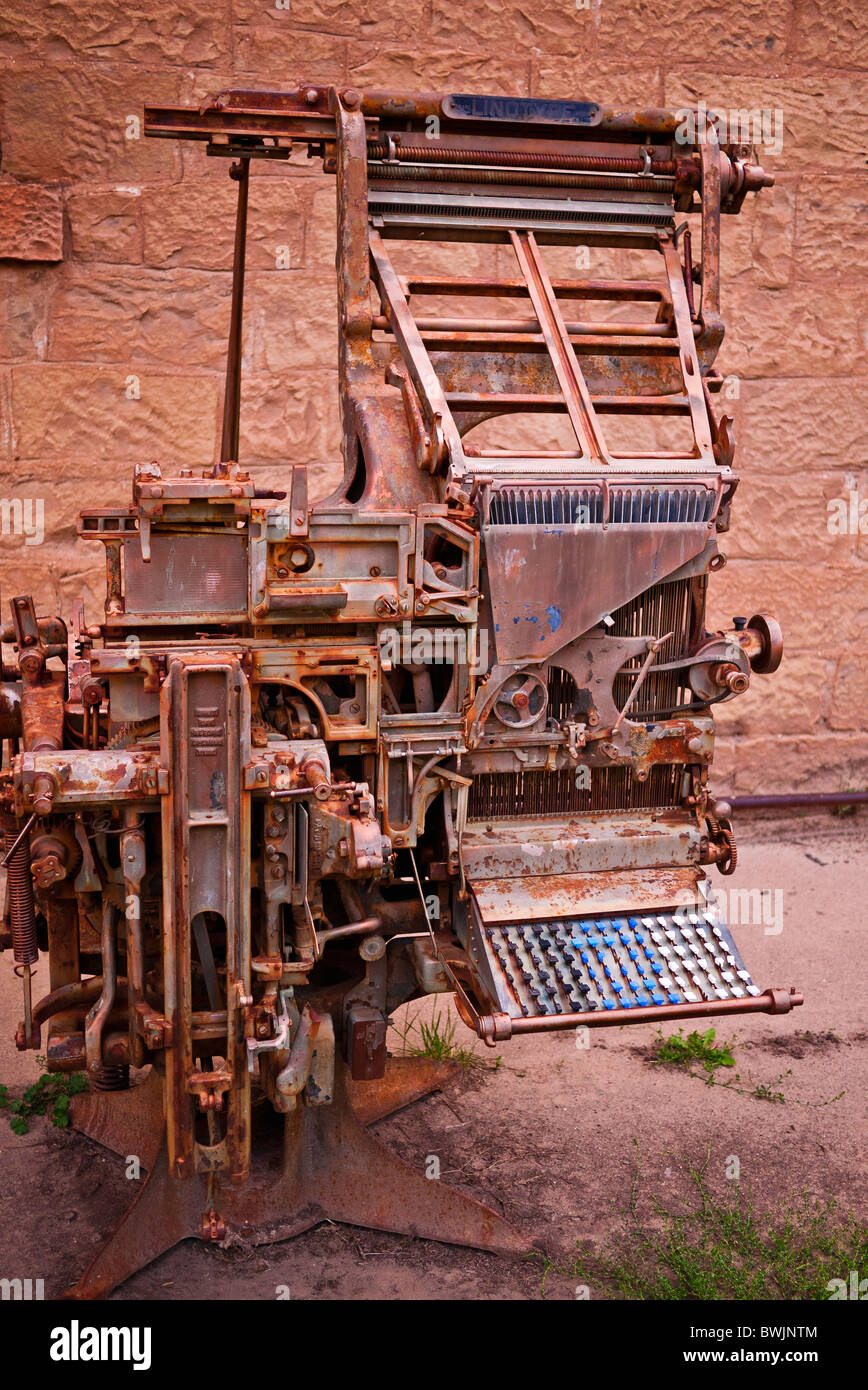 Vecchia macchina tipografica, Dolores, Colorado Foto Stock