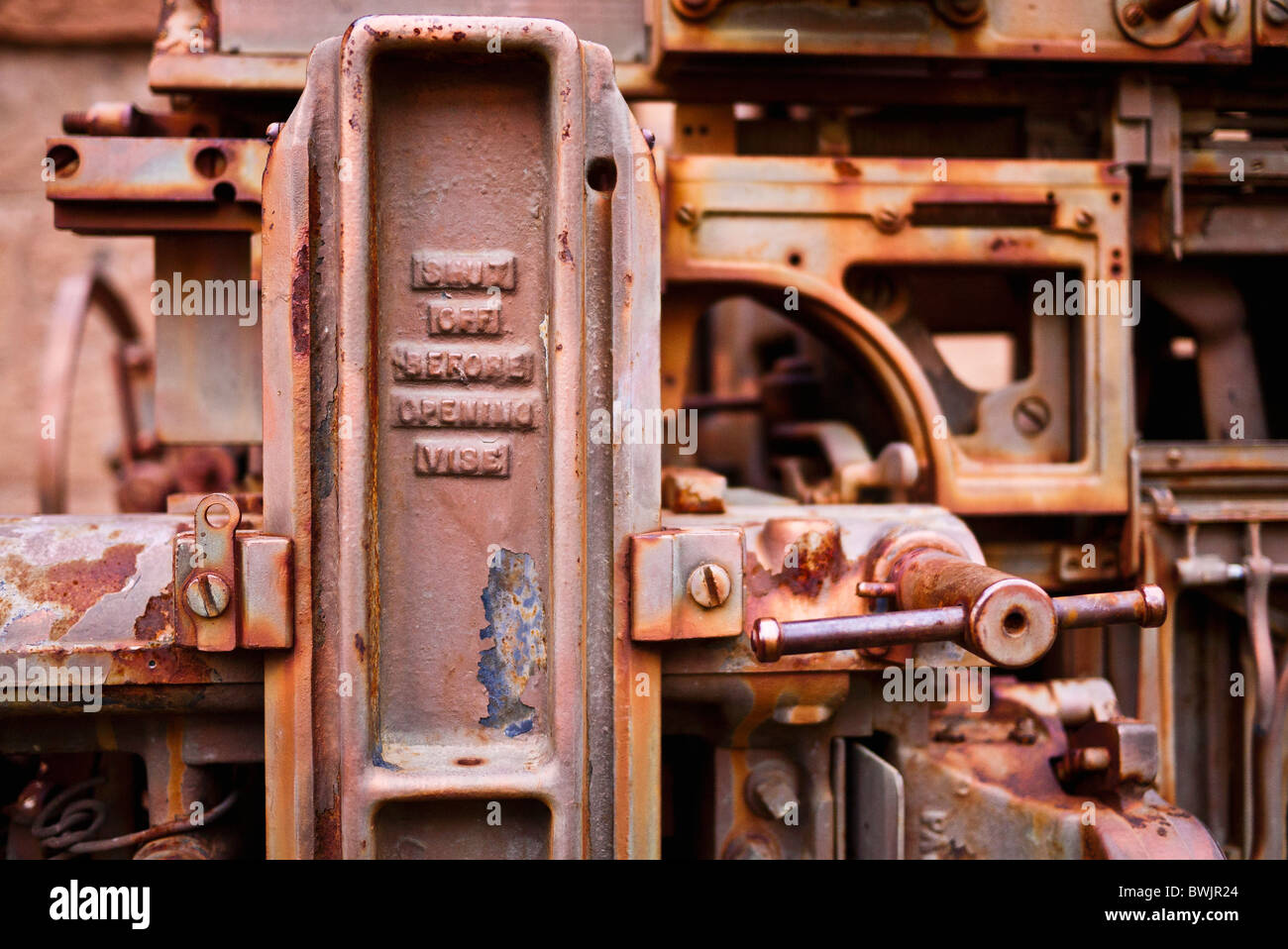 Vecchia macchina tipografica, Dolores, Colorado Foto Stock