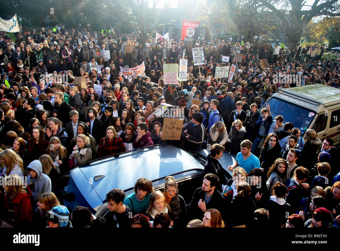Gli studenti protestano contro un rialzo le tasse, l'Università di Bristol Foto Stock