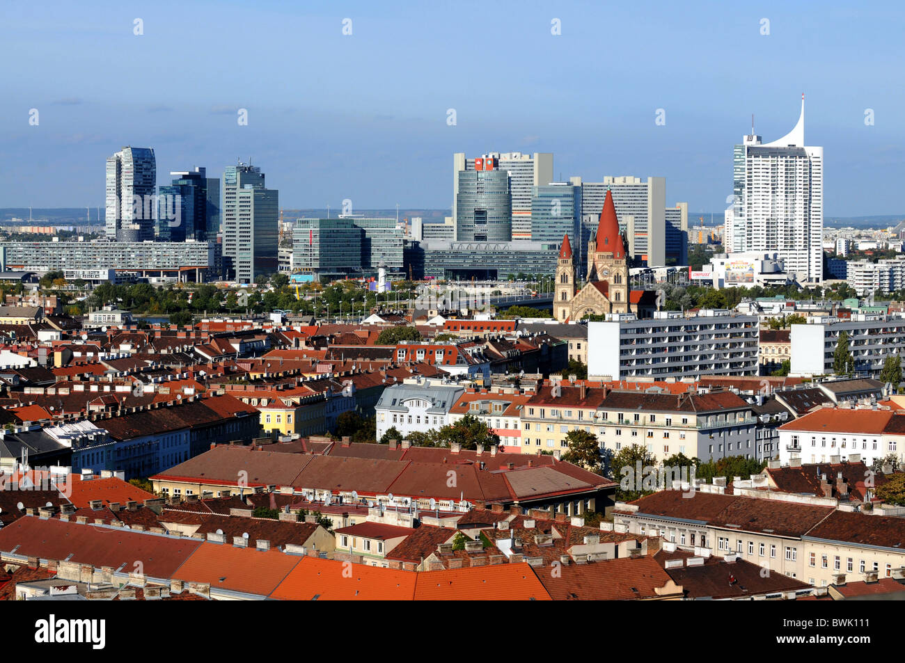 Vienna, Austria, Europa, vista sopra la città capitale di Vienna in Austria Foto Stock