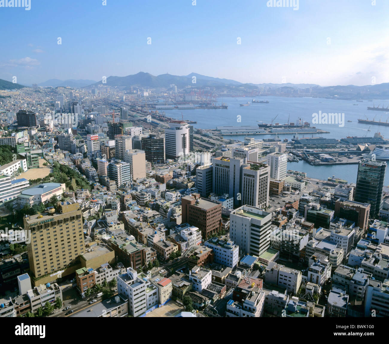 Asia Sud Corea Pusan cityscape bay harbor Yongdusan Park Foto Stock