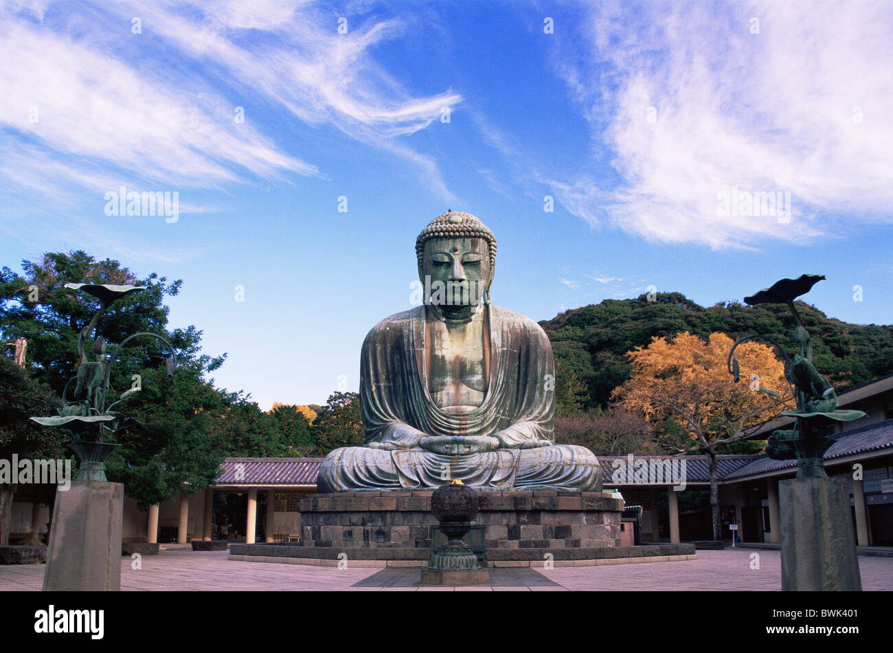 Asia Giappone Asia Honshu Tokyo Kamakura Grande Buddha Daibutsu Budda Budda statua statua buddismo buddisti Foto Stock