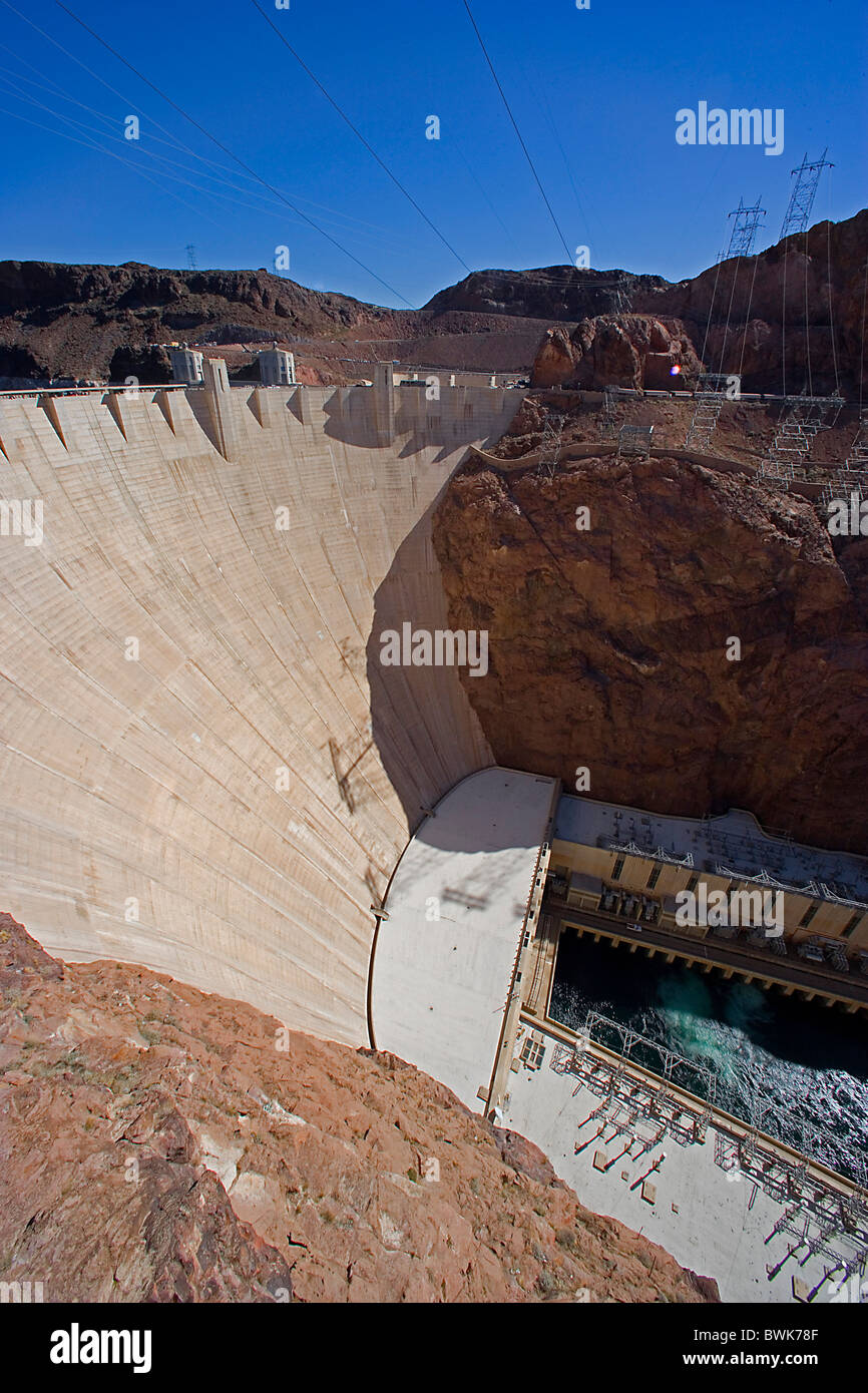 USA America Stati Uniti nord america Nevada Hoover Dam fiume Colorado diga parete diga sul fiume potenza di flusso stat Foto Stock