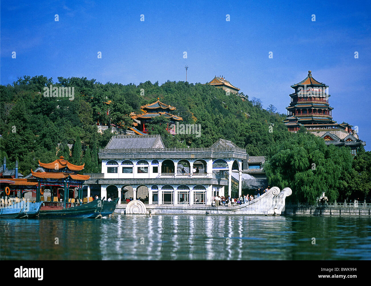 Asia Cina Pechino Beijing Pechino nuovo palazzo Estate Lago Kunming nave di marmo Foto Stock