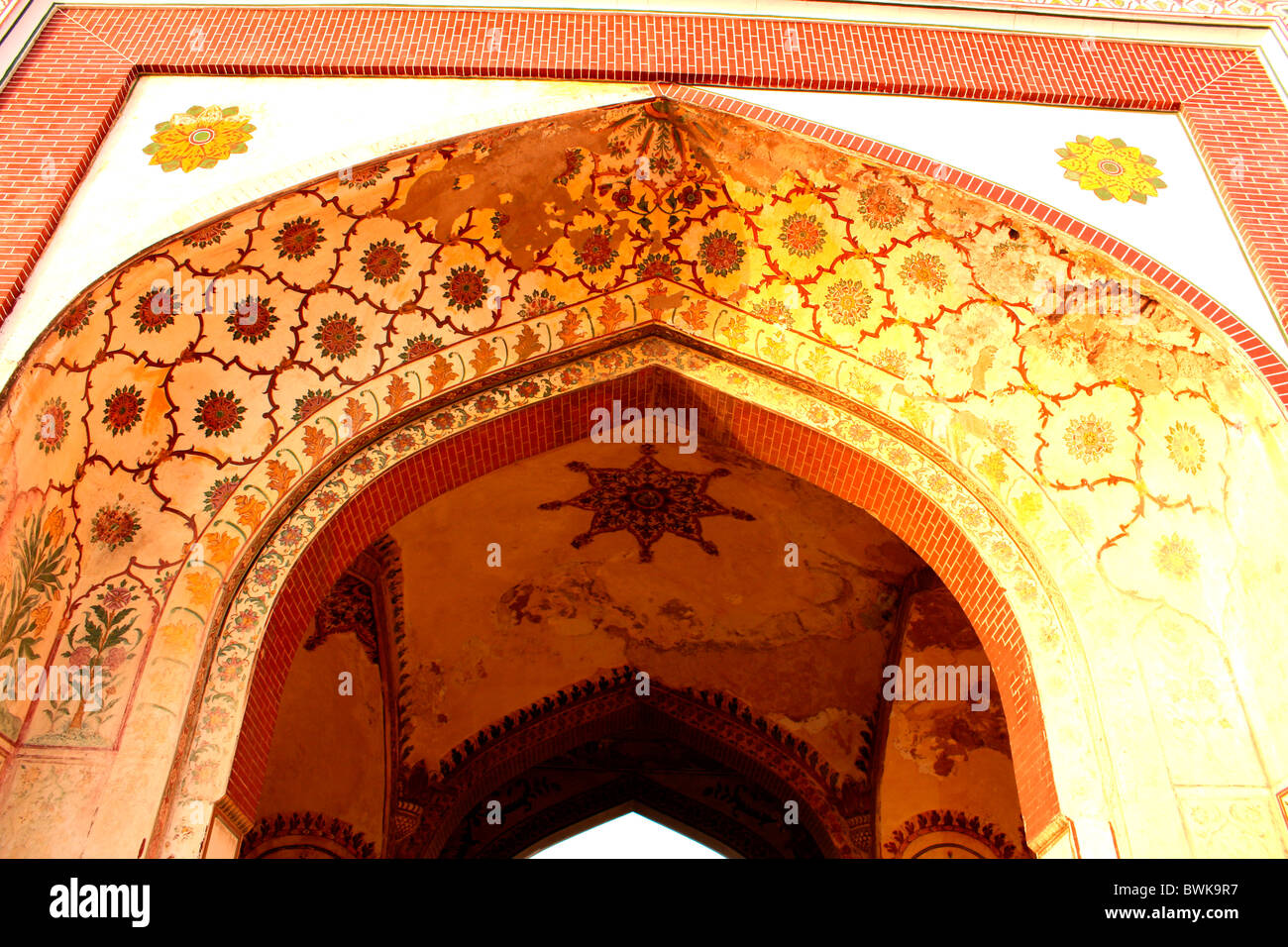 Design sul gate di Lahore fort, Lahore, Pakistan Foto Stock