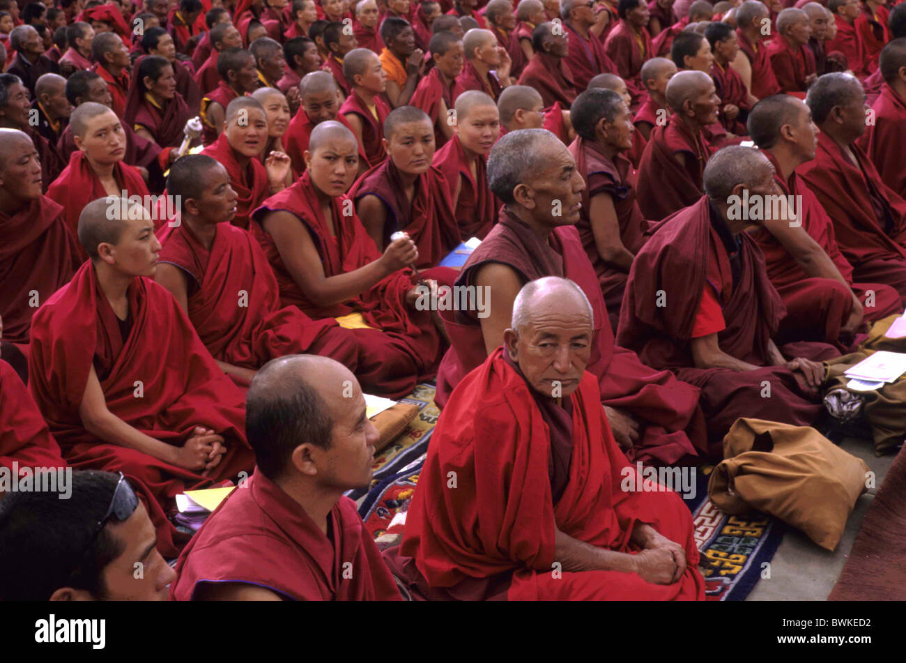 I monaci buddisti del Ladakh India indirizzo Dalai Lama buddismo religione Foto Stock