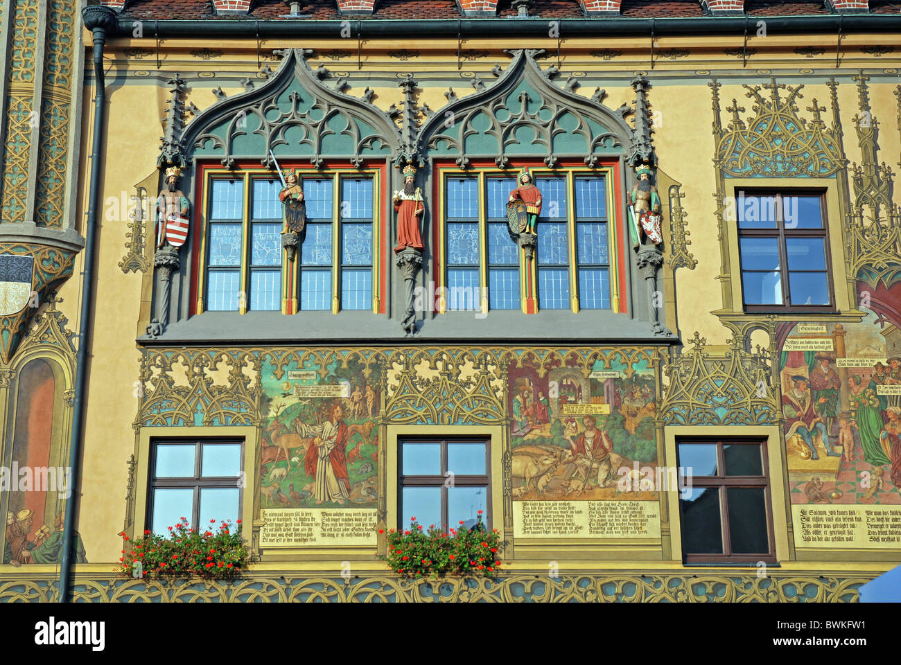 Germania Europa Ulm municipio storico di quadri pittura pittura murale di storia house home Baden-Wur Foto Stock