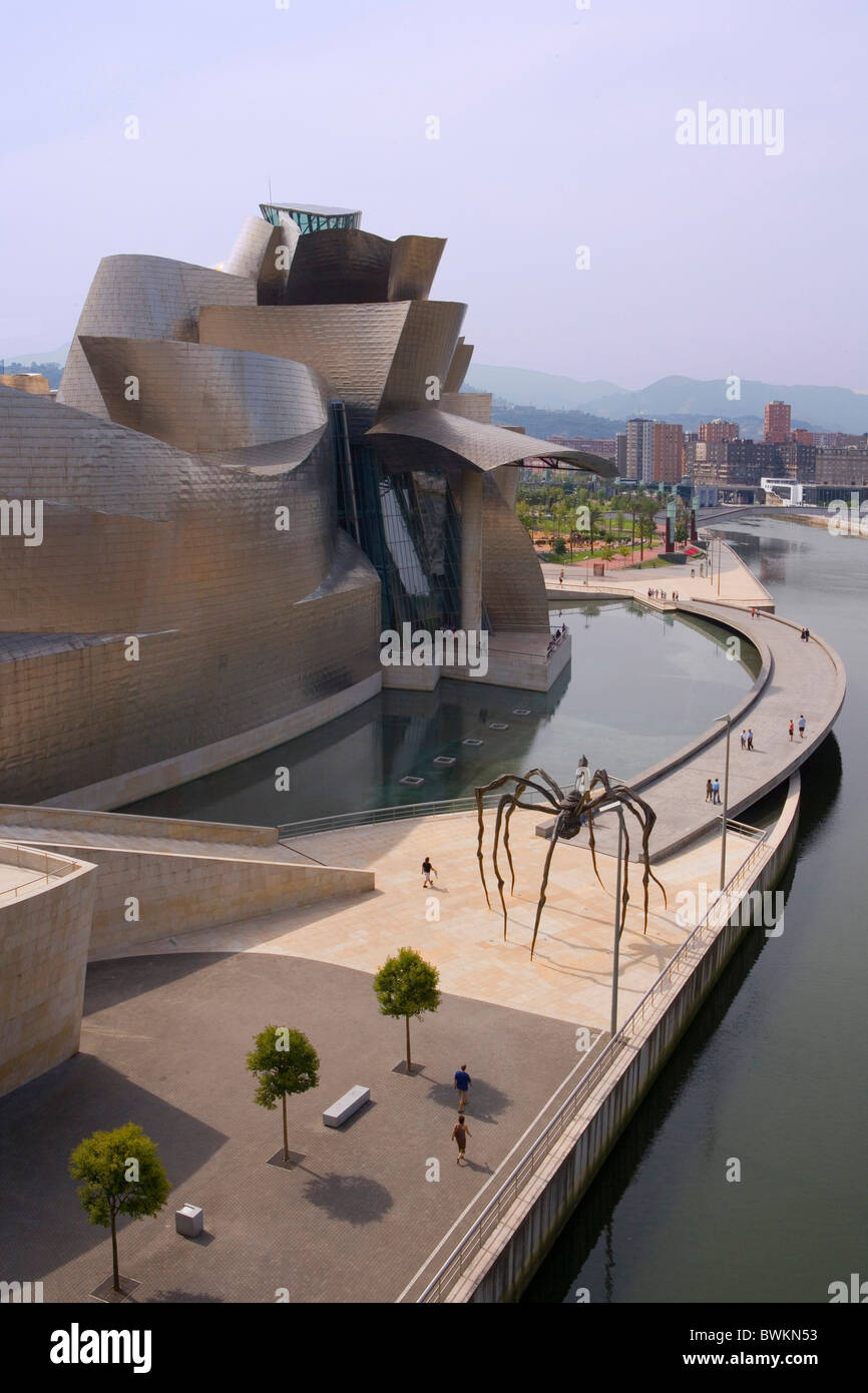 Spagna europa Province Basche Bilbao Guggenheim Museum il museo di arte formatore di architettura di Frank Gehry abilità tecnica Foto Stock