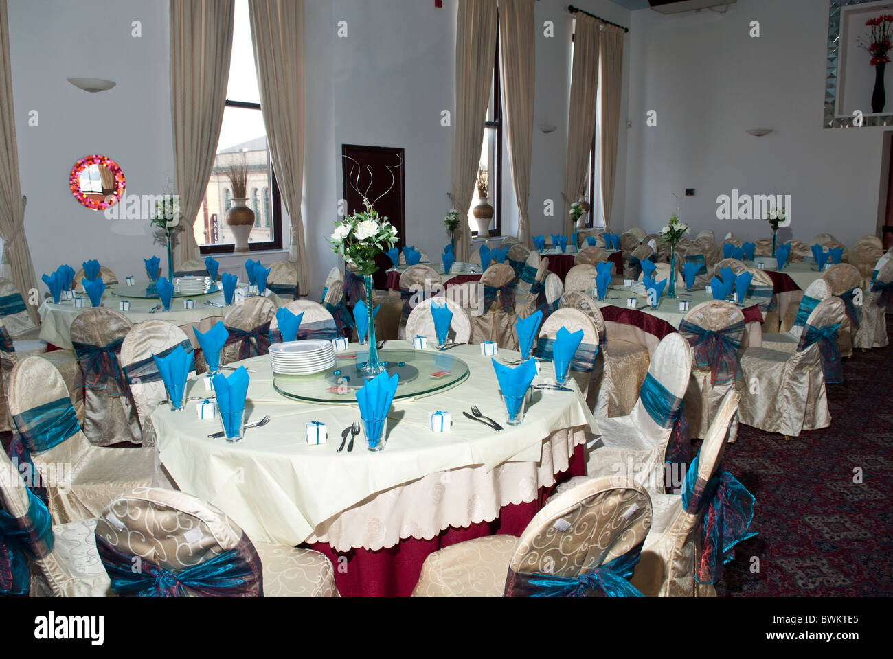 Decorata sala nozze cena Foto Stock