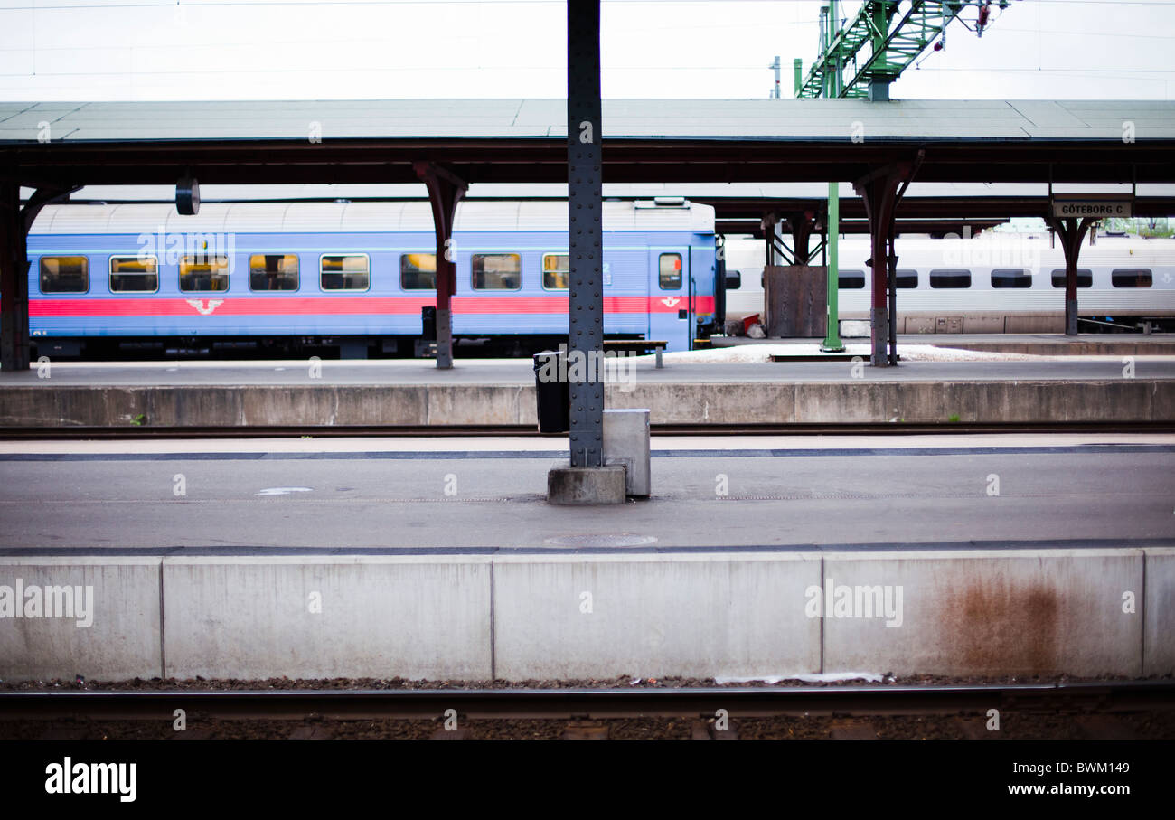 Binari del treno di Göteborg, Svezia Foto Stock