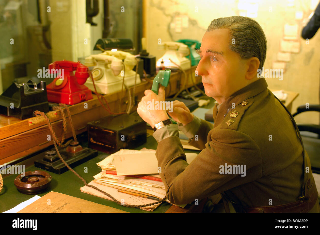 Regno Unito Londra camera Mappa Churchill Museum e Cabinet War Rooms King Charles Street Westminster Gran Bretagna Europa Foto Stock