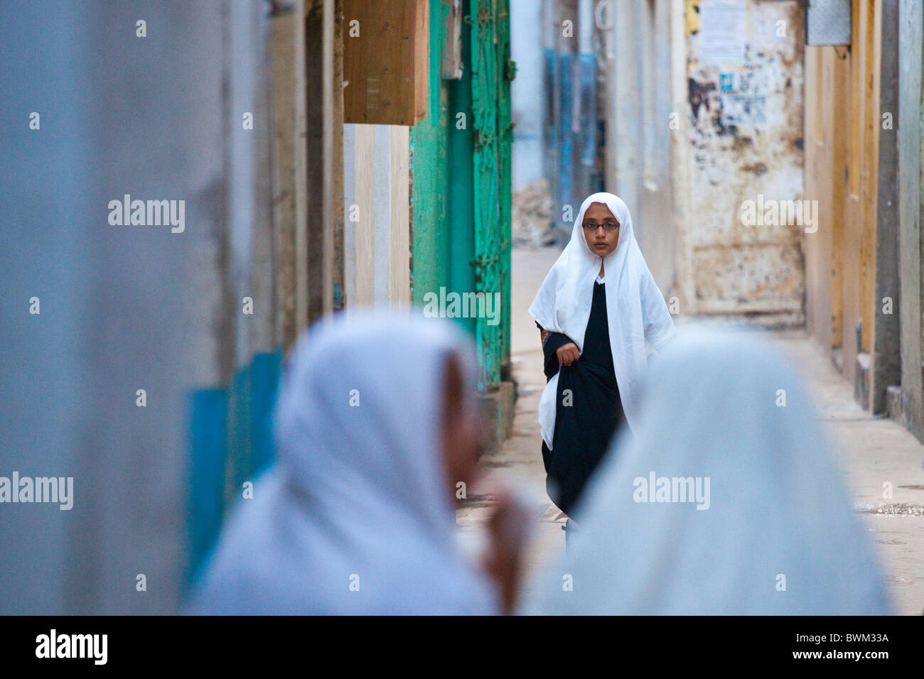 Ragazze musulmane, isola di Lamu, Kenya Foto Stock