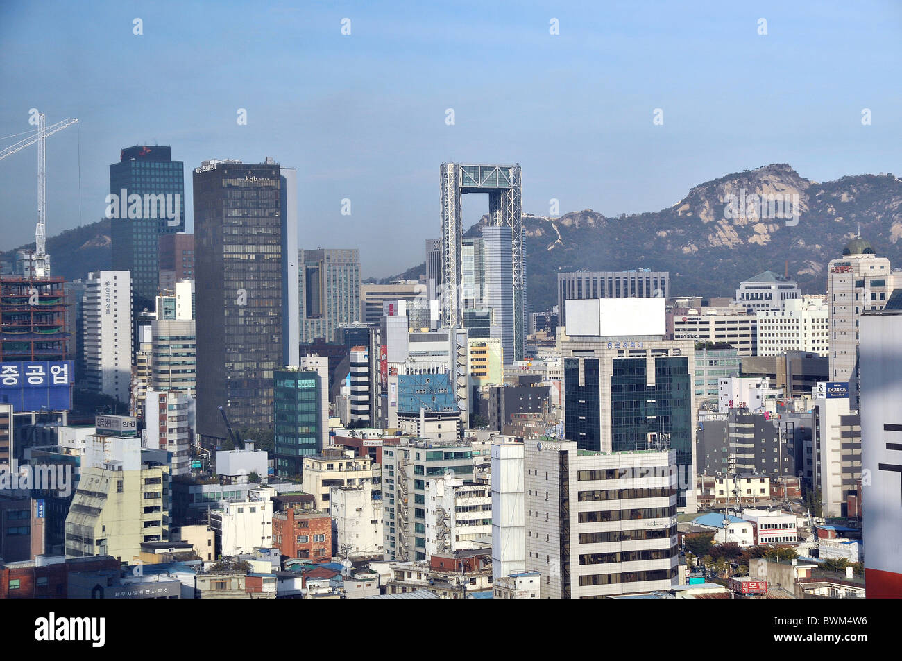 Vista aerea della città di Seoul, il cuore della città, Corea del Sud Foto Stock