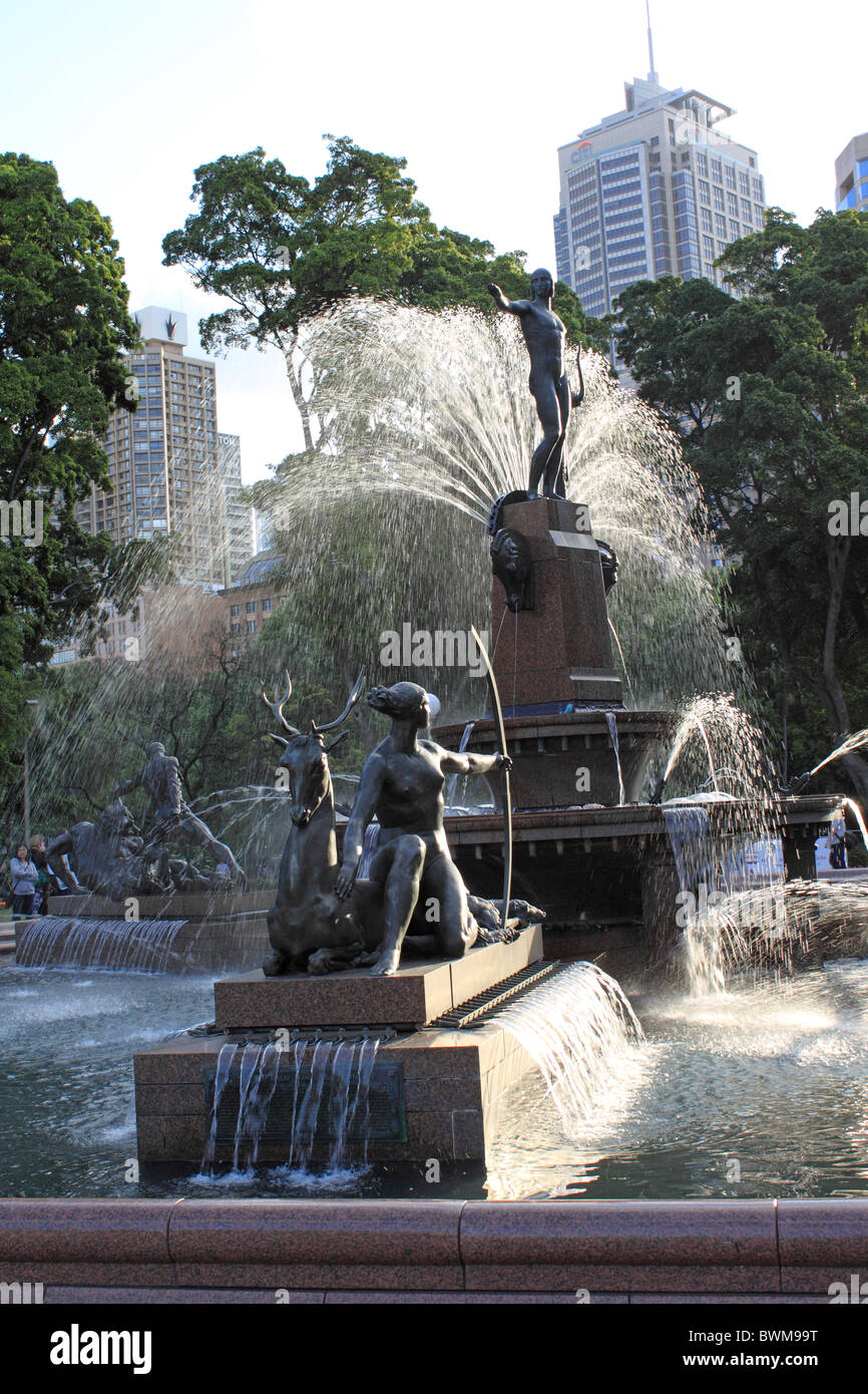 J F Archibald fontana commemorativa, progettato da François Sicard, Hyde Park, Sydney, Nuovo Galles del Sud, NSW, Australia, Oceania Foto Stock