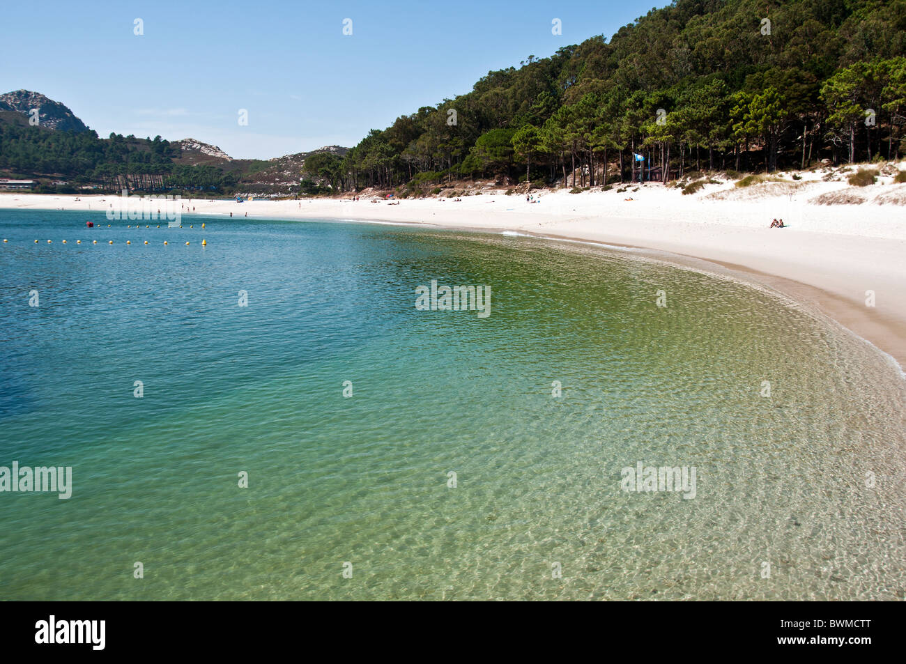 Il quotidiano The Guardian ha scelto la spiaggia di Rodas, nell'isola di Monteagudo, come il 'most bella spiaggia del mondo". Foto Stock