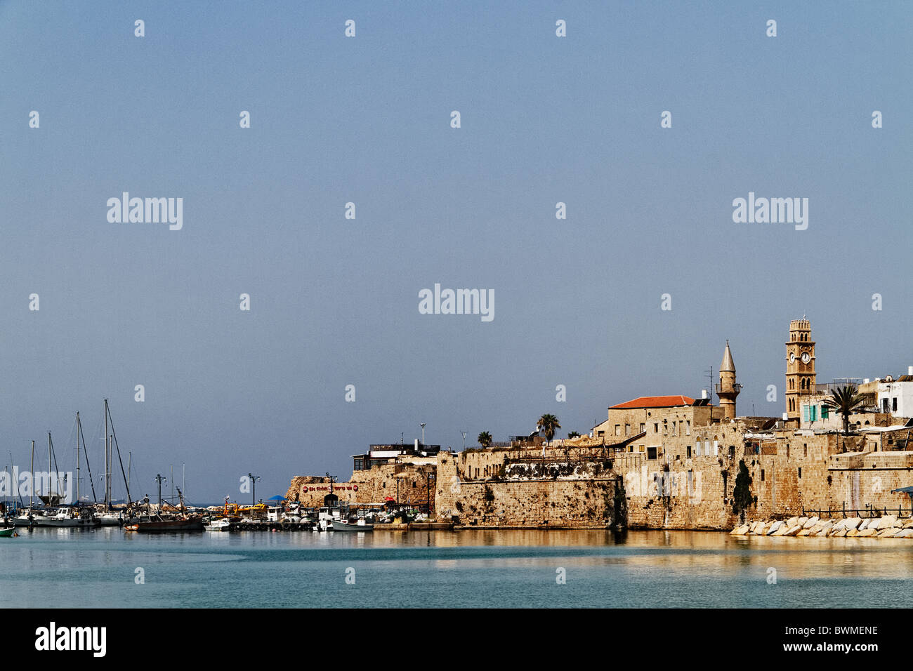 La baia di Akko o acri nel nord di Israele Foto Stock
