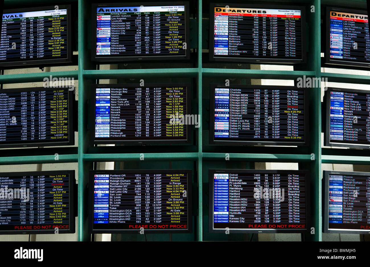 Arrivi e partenze commissioni all'Aeroporto Internazionale di Orlando, Florida, Stati Uniti d'America Foto Stock
