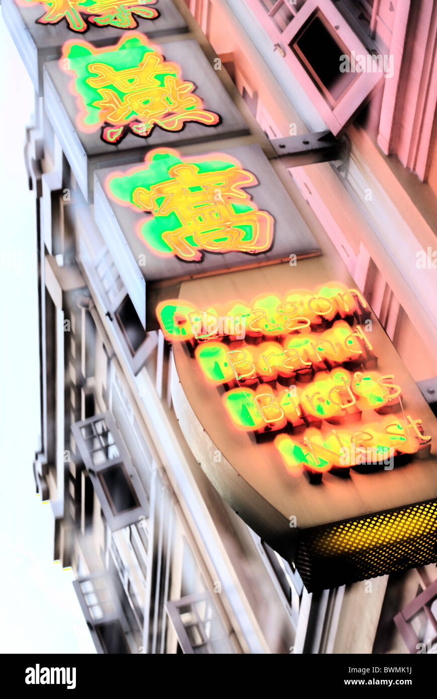 Singapore, Chinatown, insegne al neon, high dynamic range immagine. Foto Stock