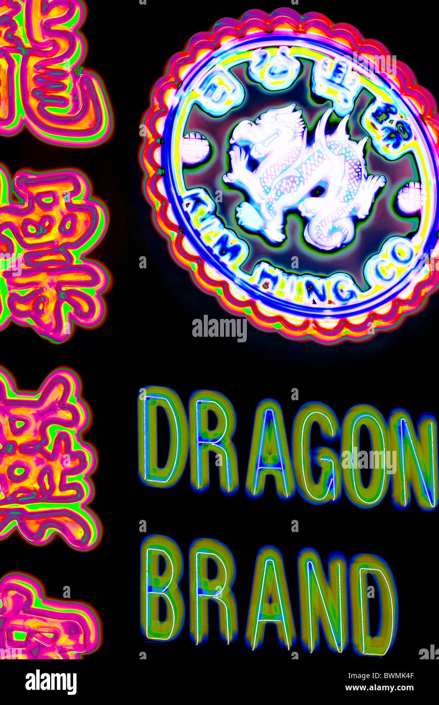 Singapore, insegne al neon, pubblicità. Foto Stock