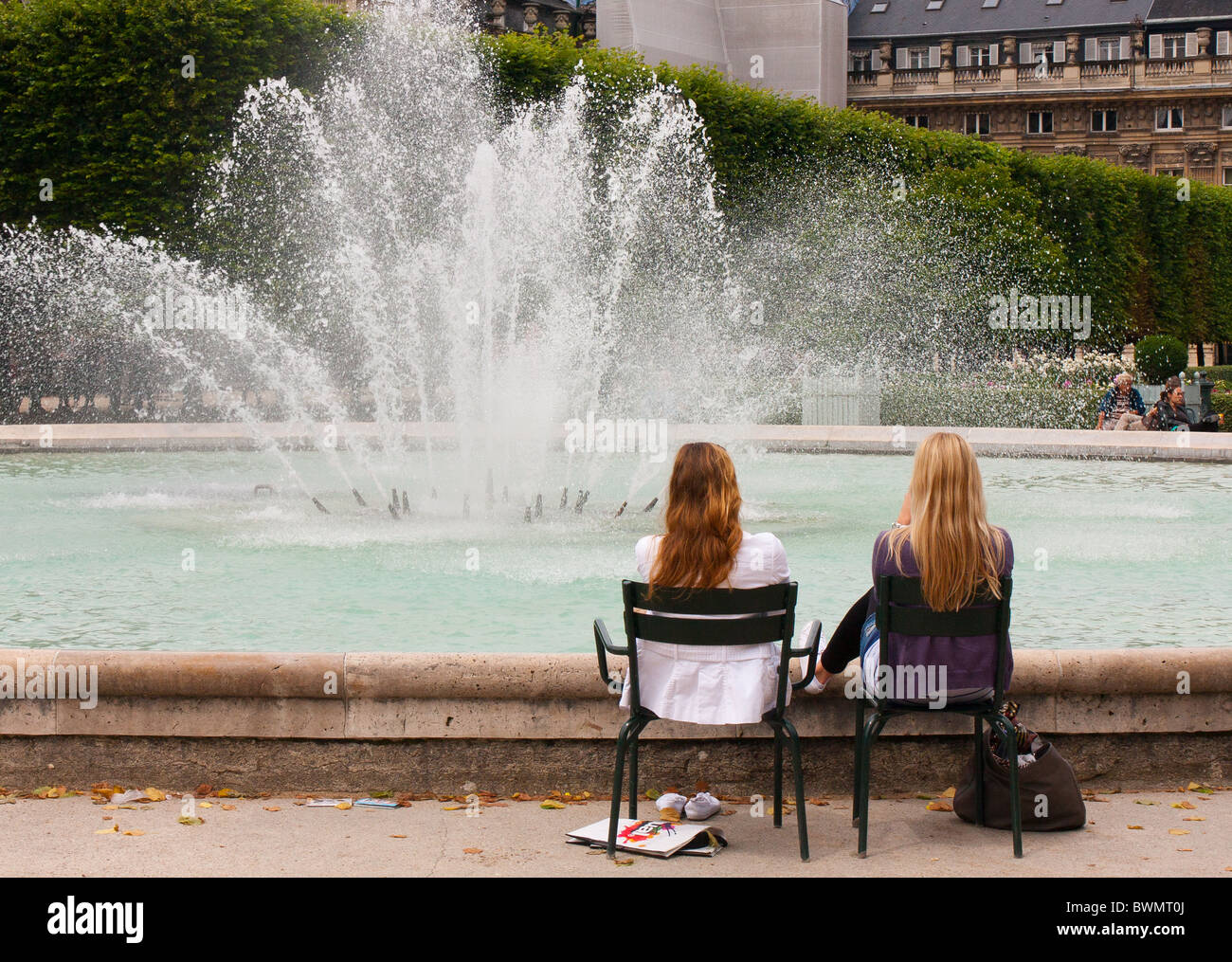 Fontana nel Jardin du Palais Royal, Paris, Francia Foto Stock