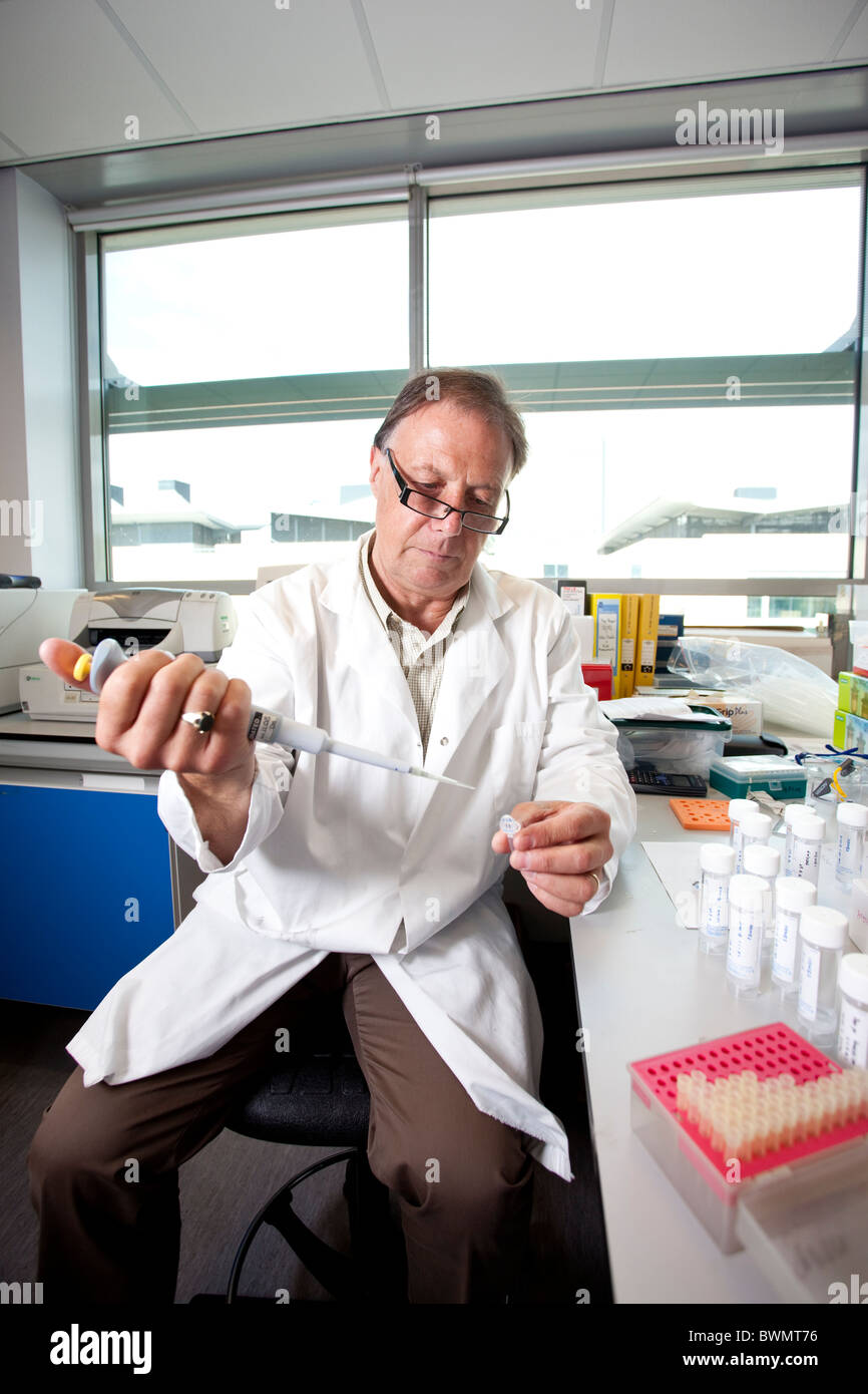 Campione scientifico capsule contenenti un parassita Hookworm presso l' Università di Nottingham. Foto:Jeff Gilbert Foto Stock