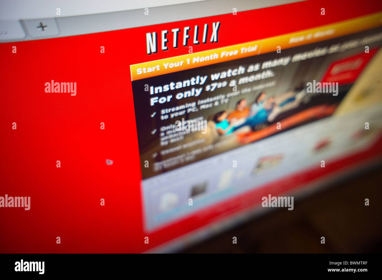 Il sito web di e-commerce di servizio di noleggio Netflix Foto Stock