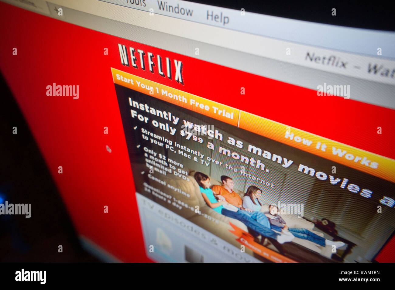 Il sito web di e-commerce di servizio di noleggio Netflix Foto Stock