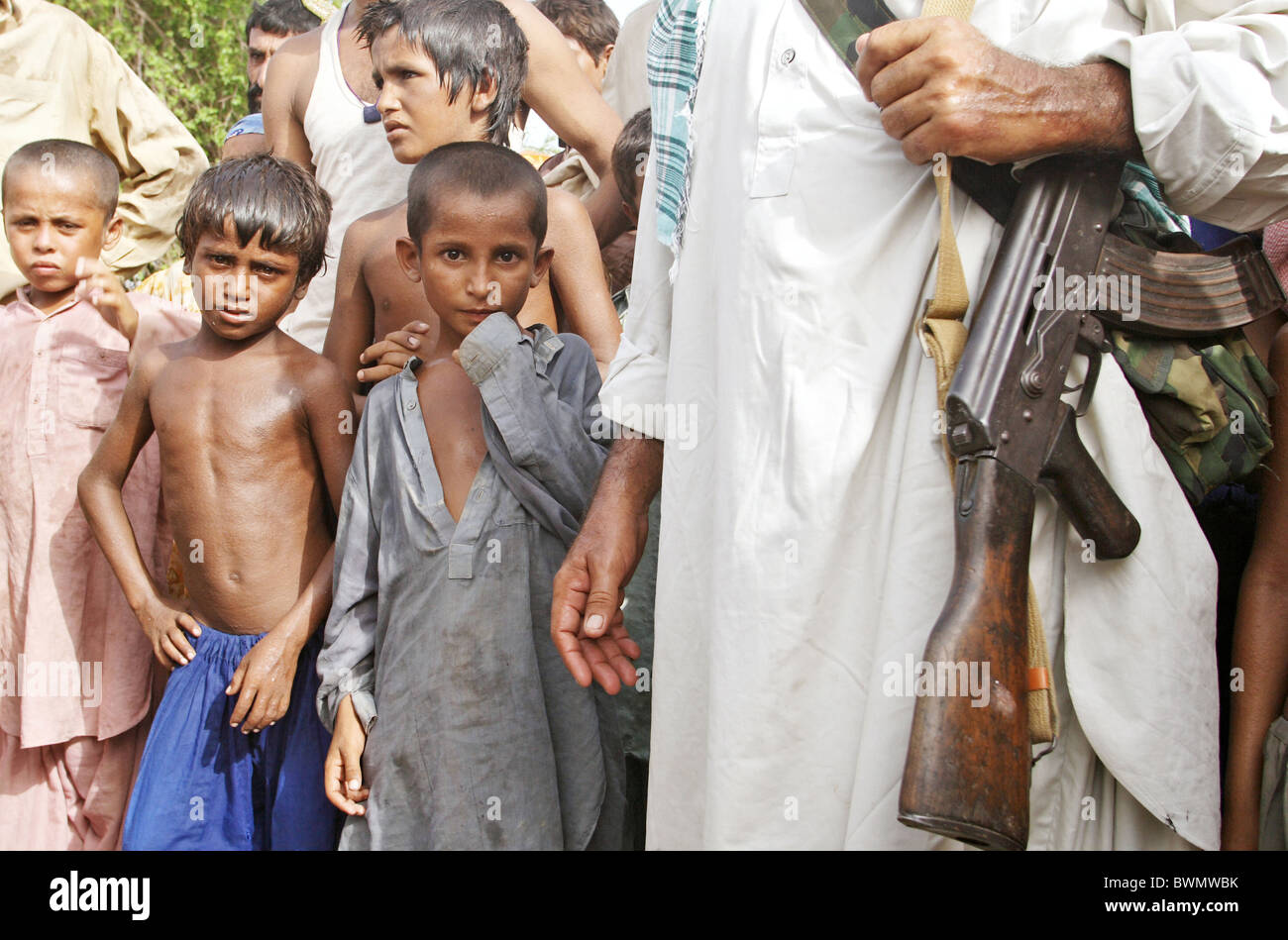Inondazione, Shadhat Kot, Pakistan Foto Stock