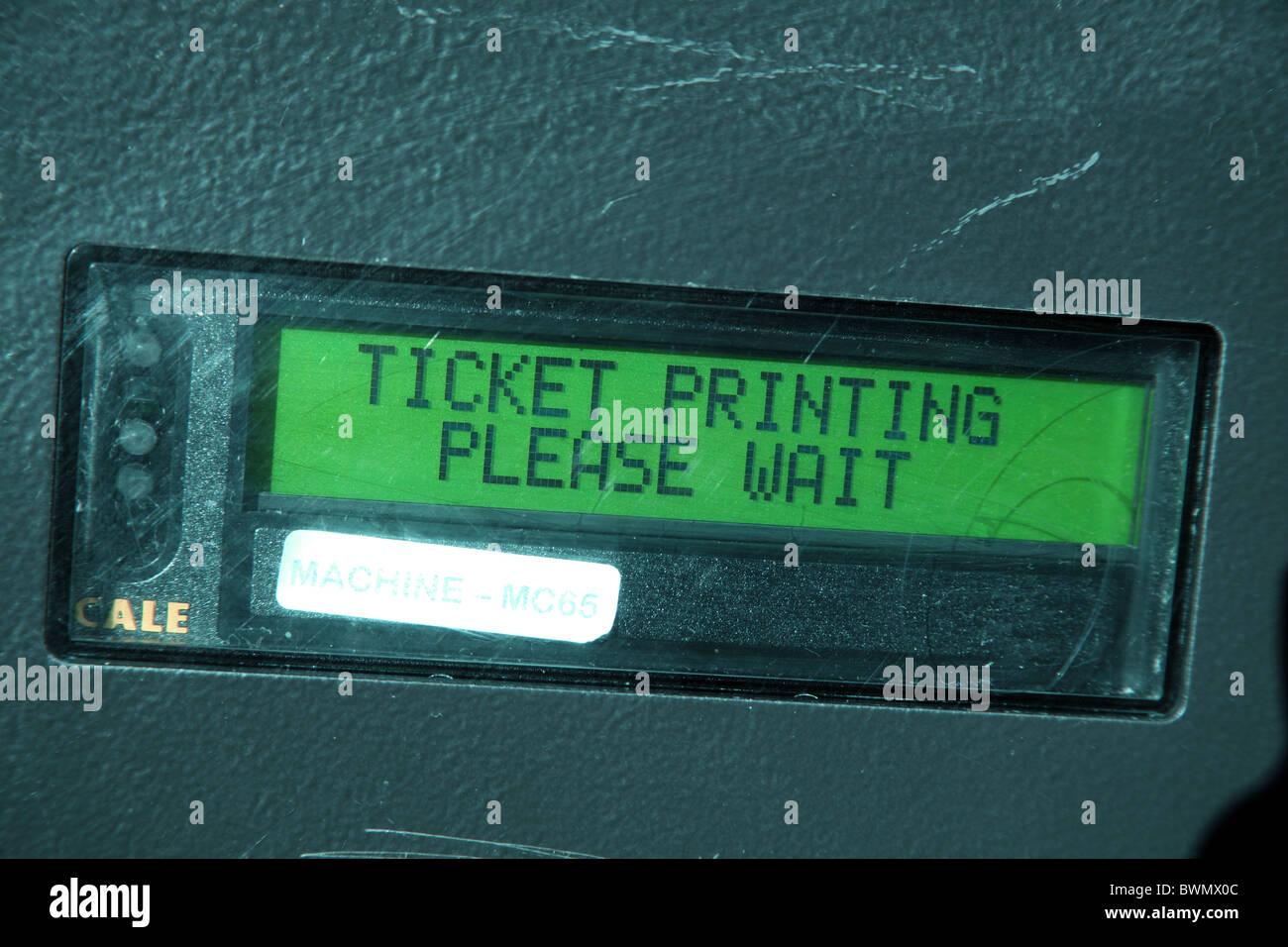 I biglietti per il parcheggio macchina; Biglietto Display stampa Foto Stock