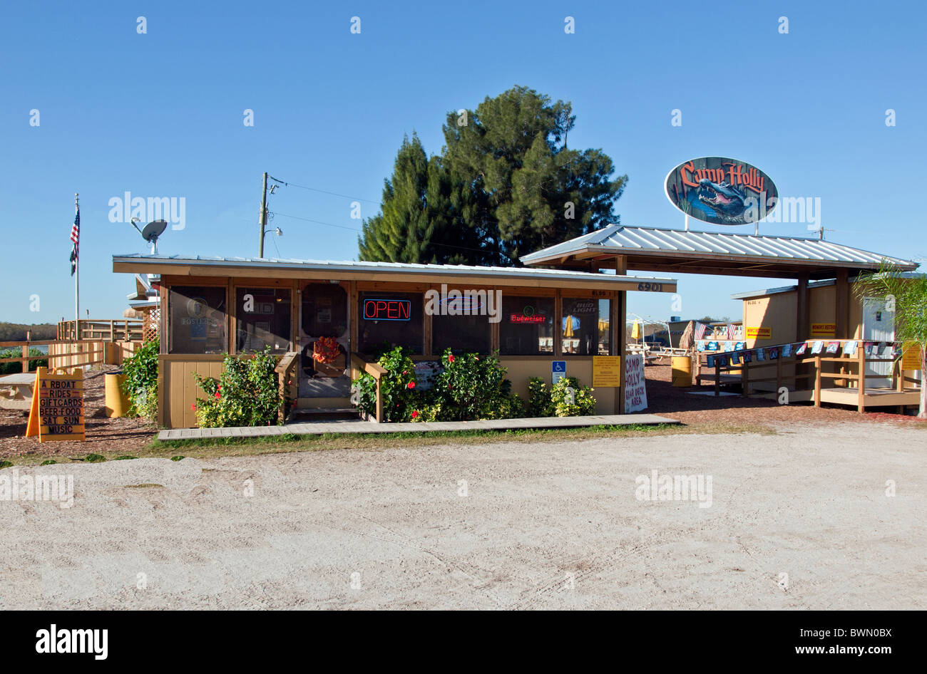 Camp Holly Fish Camp e Idroscivolante sulla parte superiore St Johns River a Brevard County in Florida Foto Stock