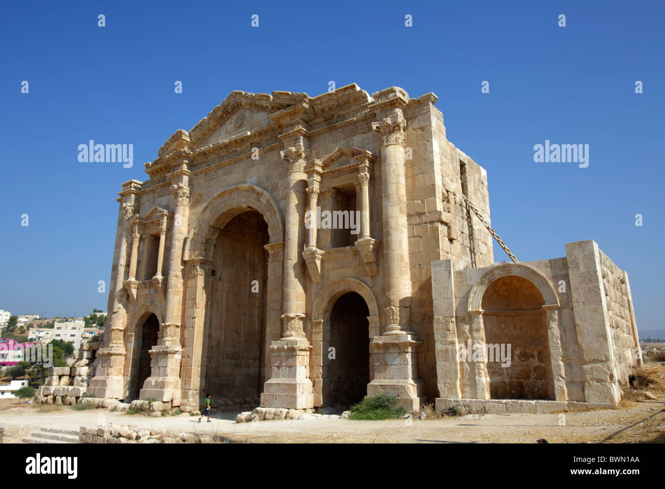 L'Arco di Adriano, Jerash Giordania Foto Stock