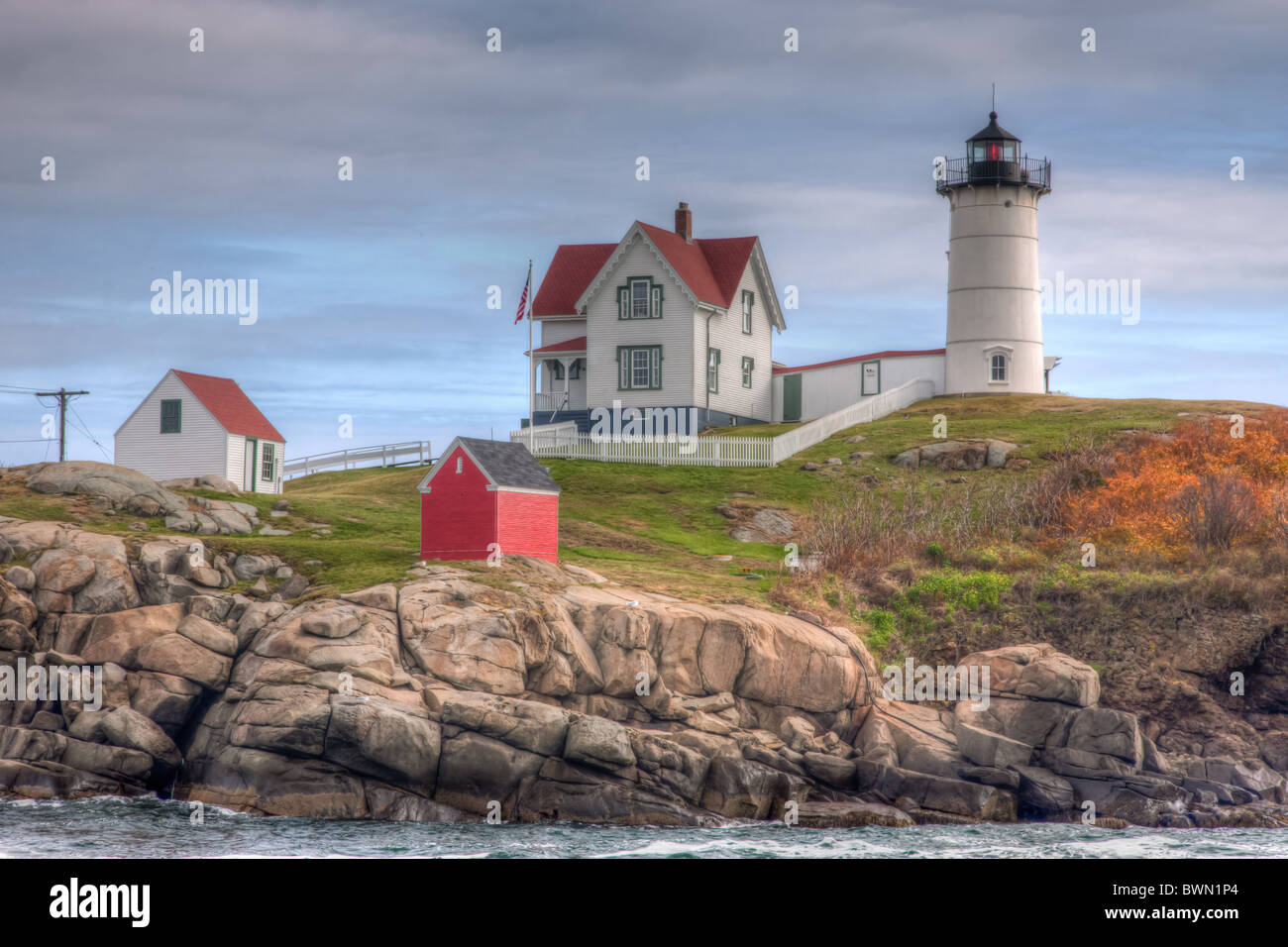 Cape Neddick 'Nubble luce in York, Maine Foto Stock