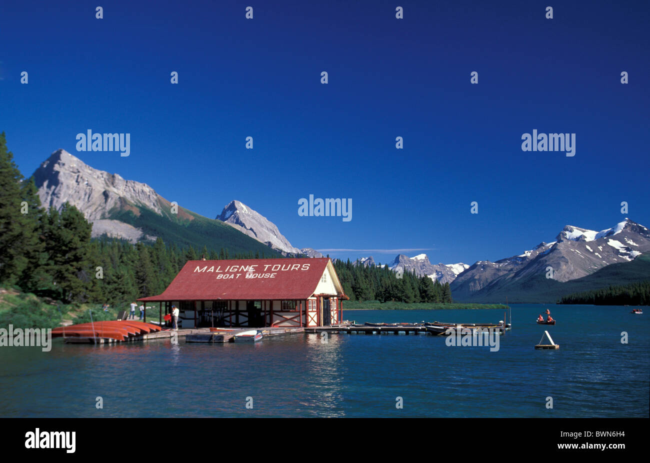 Canada America del nord America del Lago Maligne del Parco Nazionale di Jasper UNESCO World Heritage Site paesaggio Rocky mou Foto Stock