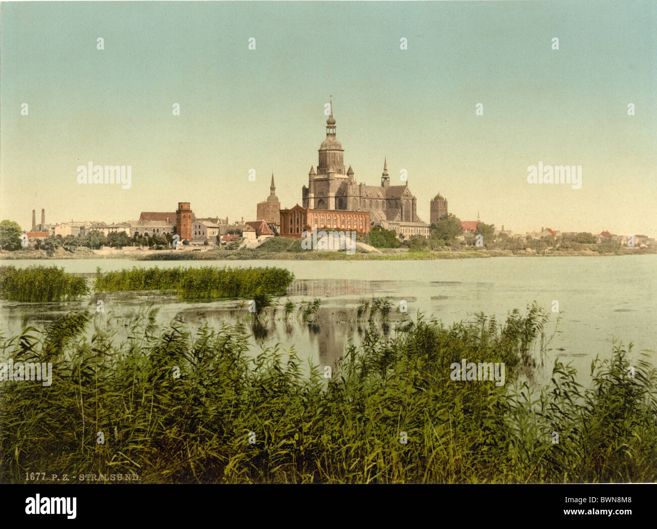 Stralsund Pomerania Germania Europa impero tedesco Photochrom circa 1900 storia storica città vecchia storica Foto Stock