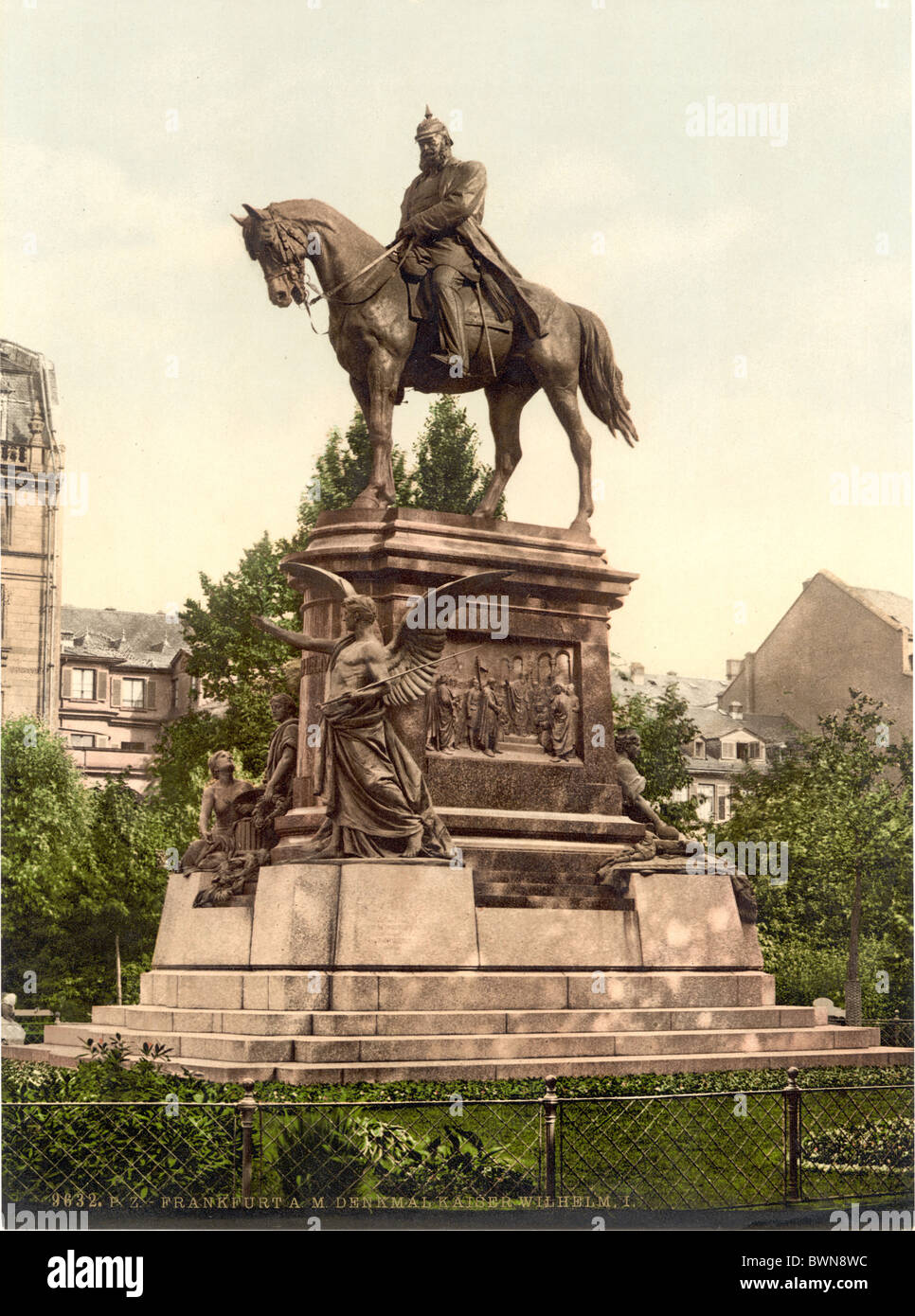Kaiser Wilhelm Memorial io Imperatore Tedesco Francoforte sul Meno Assia Germania Europa Photochrom circa 1900 tedesco Foto Stock