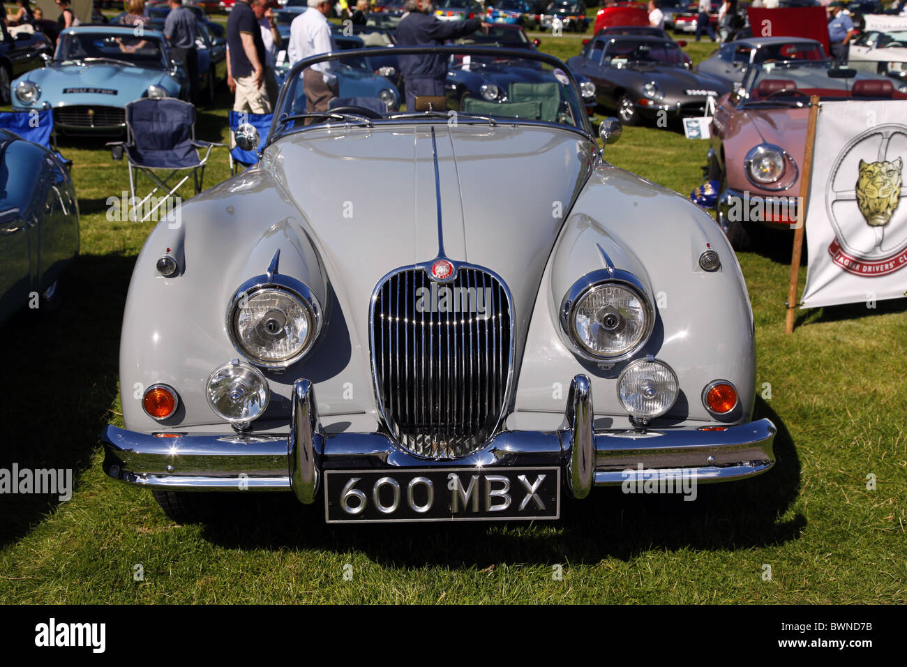 Grigio Jaguar XK 150 CLASSIC CAR NORTH YORKSHIRE RABY CASTLE STAINDROP NORTH YORKSHIRE STAINDROP North Yorkshire 22 Agosto 2010 Foto Stock