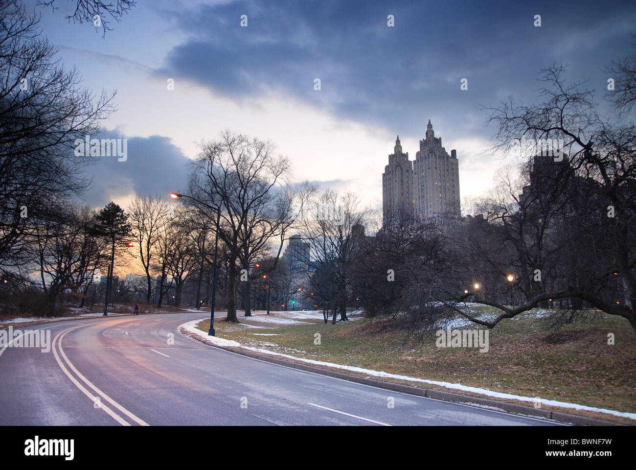 Central Park al tramonto nella città di New york Foto Stock