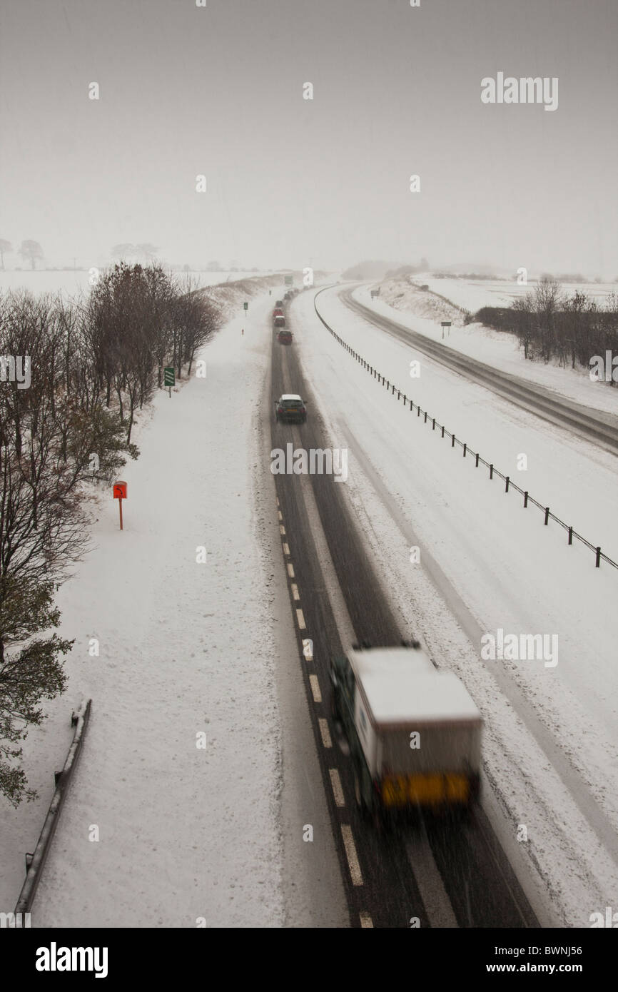 La neve sulle strade Foto Stock